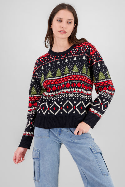 Patterns Christmas Sweater NAVY COMBO