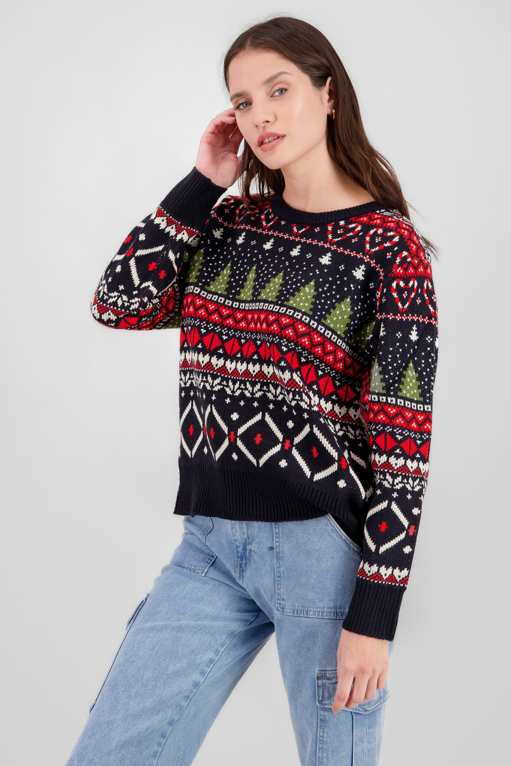 Patterns Christmas Sweater NAVY COMBO