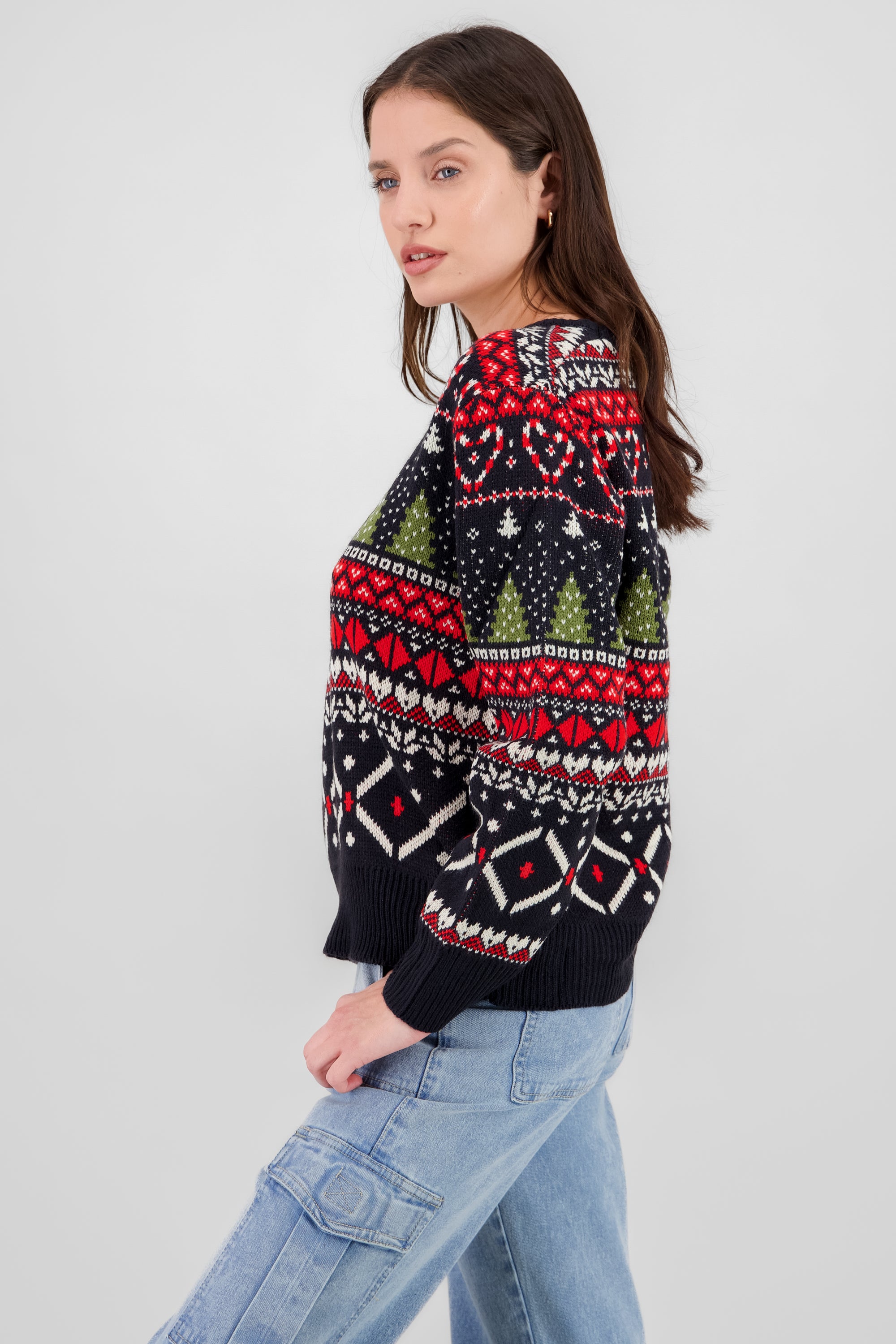 Patterns Christmas Sweater NAVY COMBO