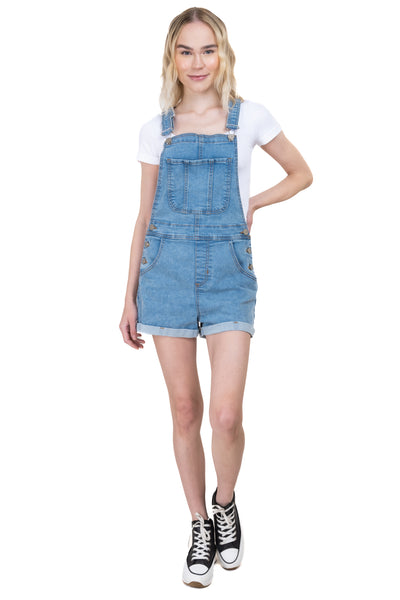 Overall denim short LIGHT ACID WASH