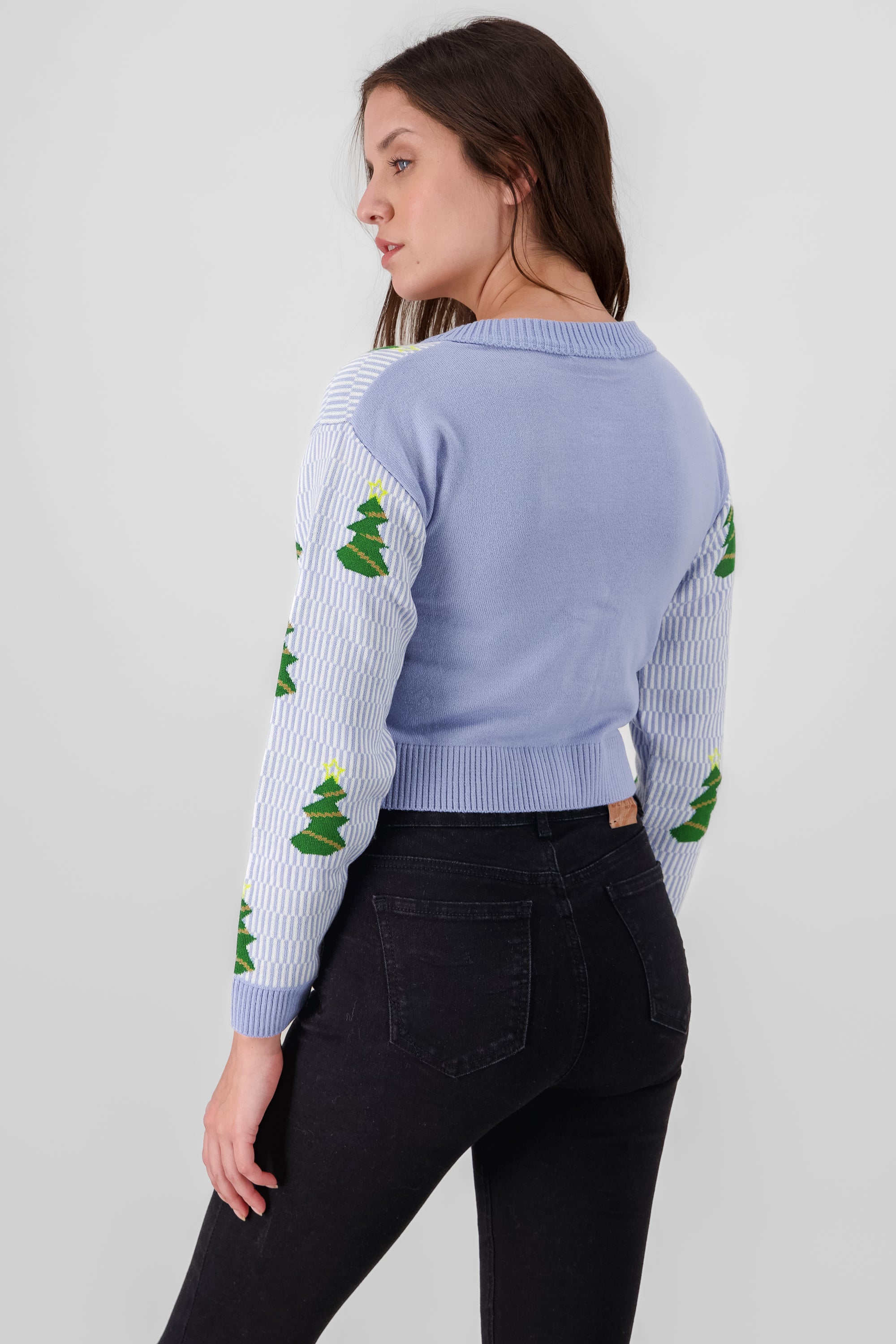 Cropped Christmas Cardigan BLUE COMBO