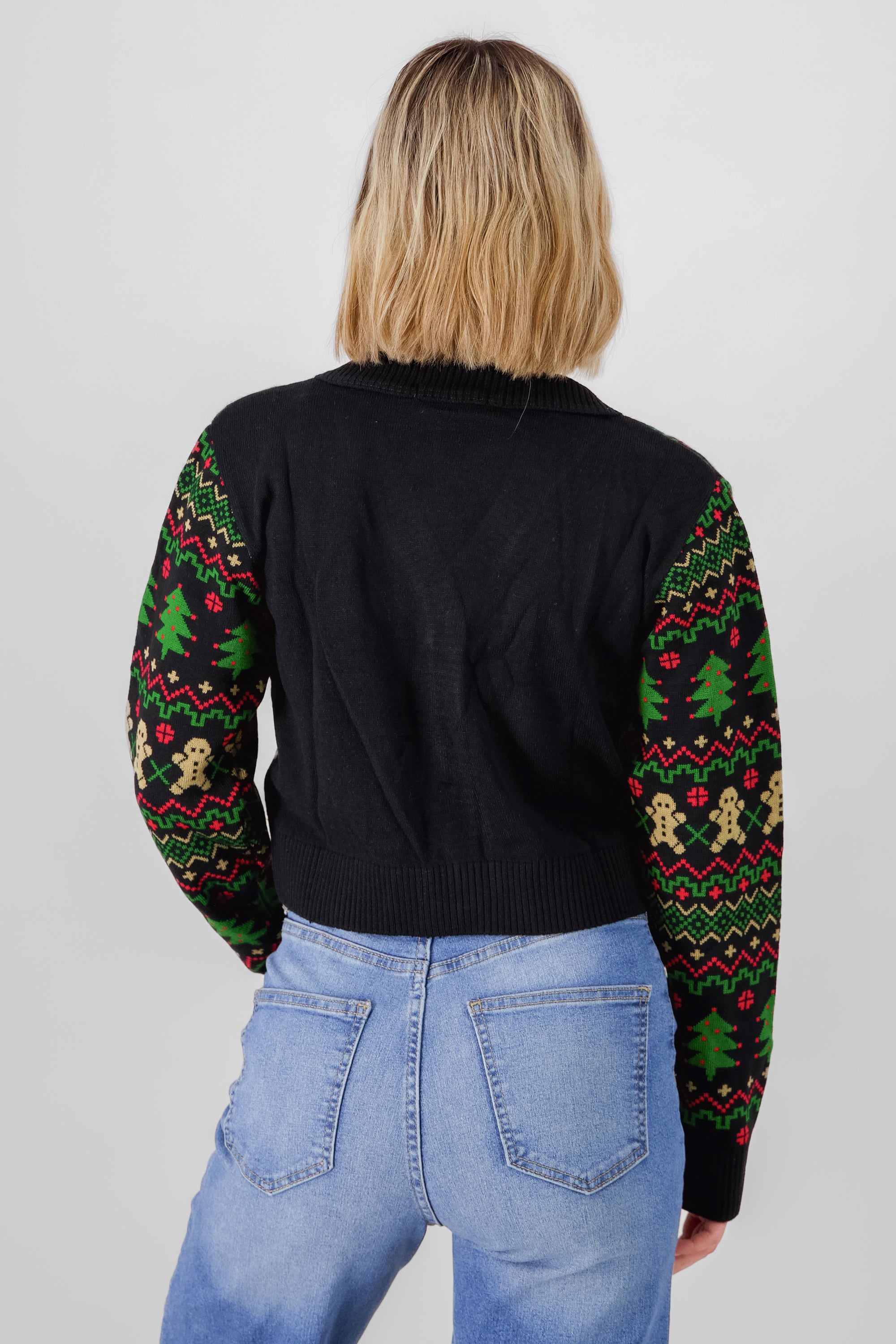 Cropped Christmas Cardigan BLACK COMBO