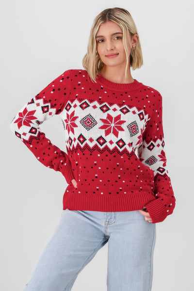 Christmas Snowflake Sweater RED COMBO