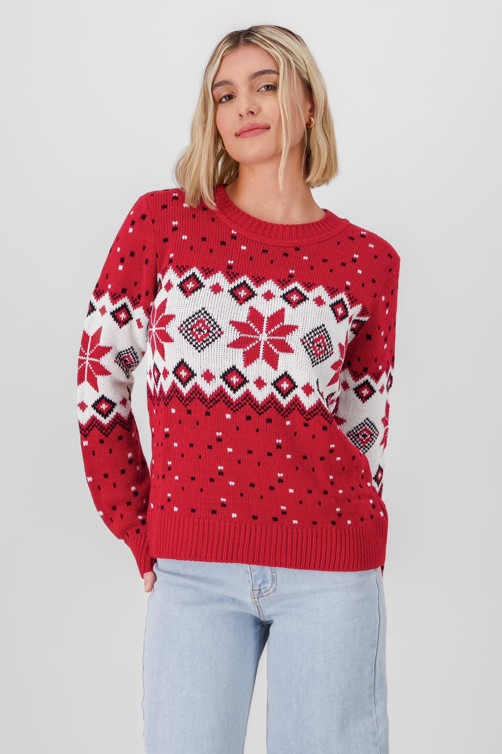 Christmas Snowflake Sweater RED COMBO