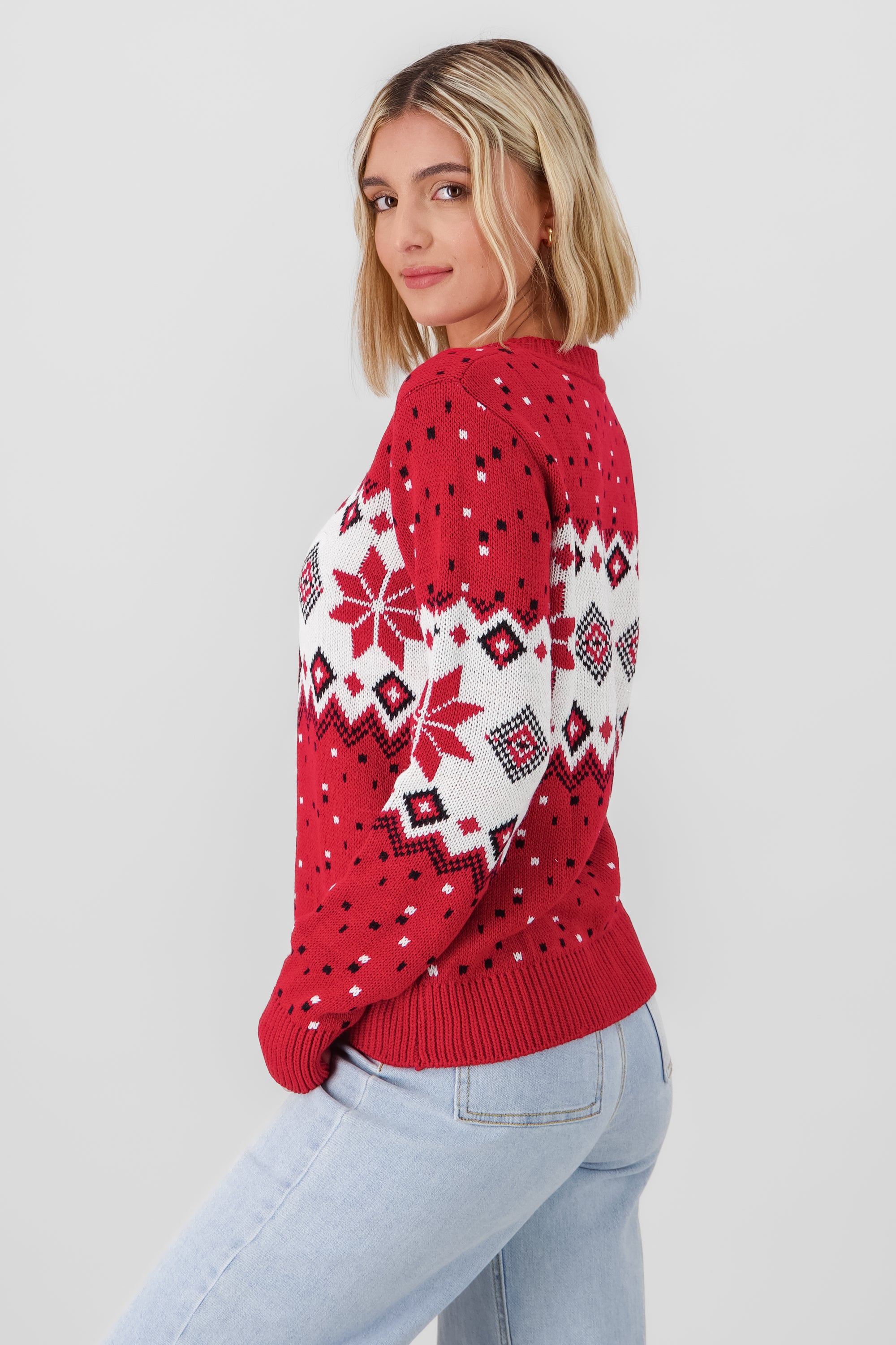 Christmas Snowflake Sweater RED COMBO