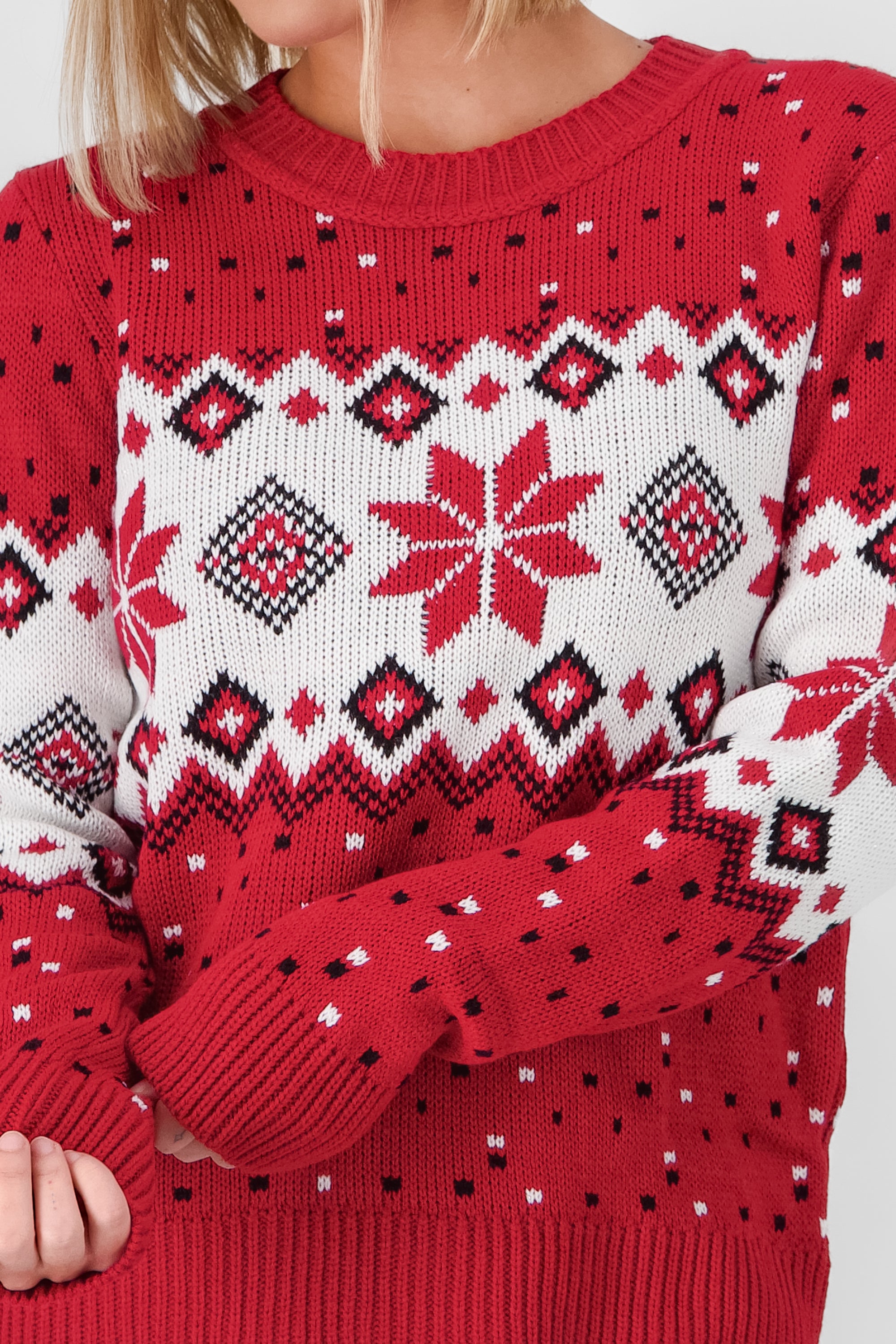 Christmas Snowflake Sweater RED COMBO