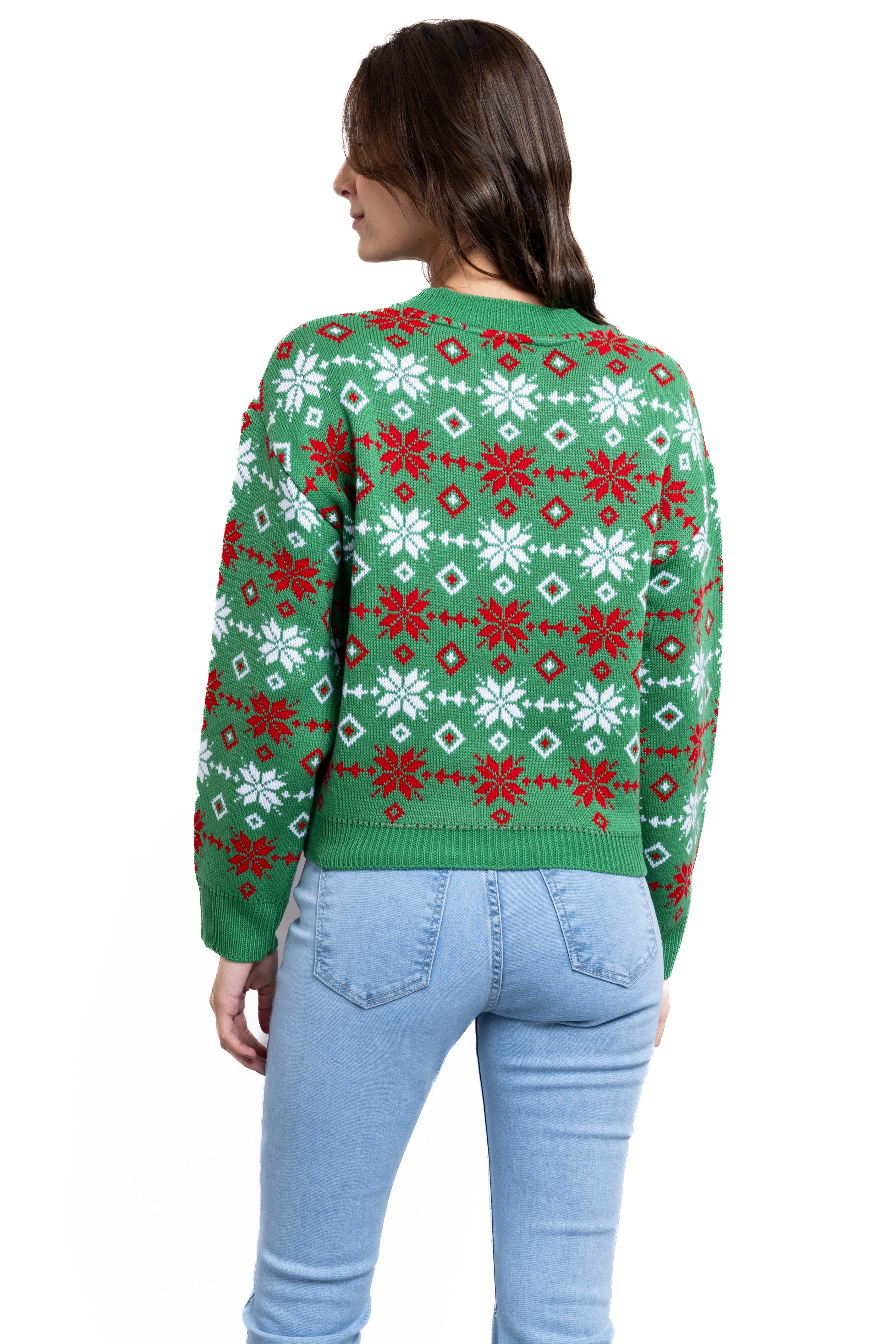 Snowflakes Christmas Sweater GREEN COMBO