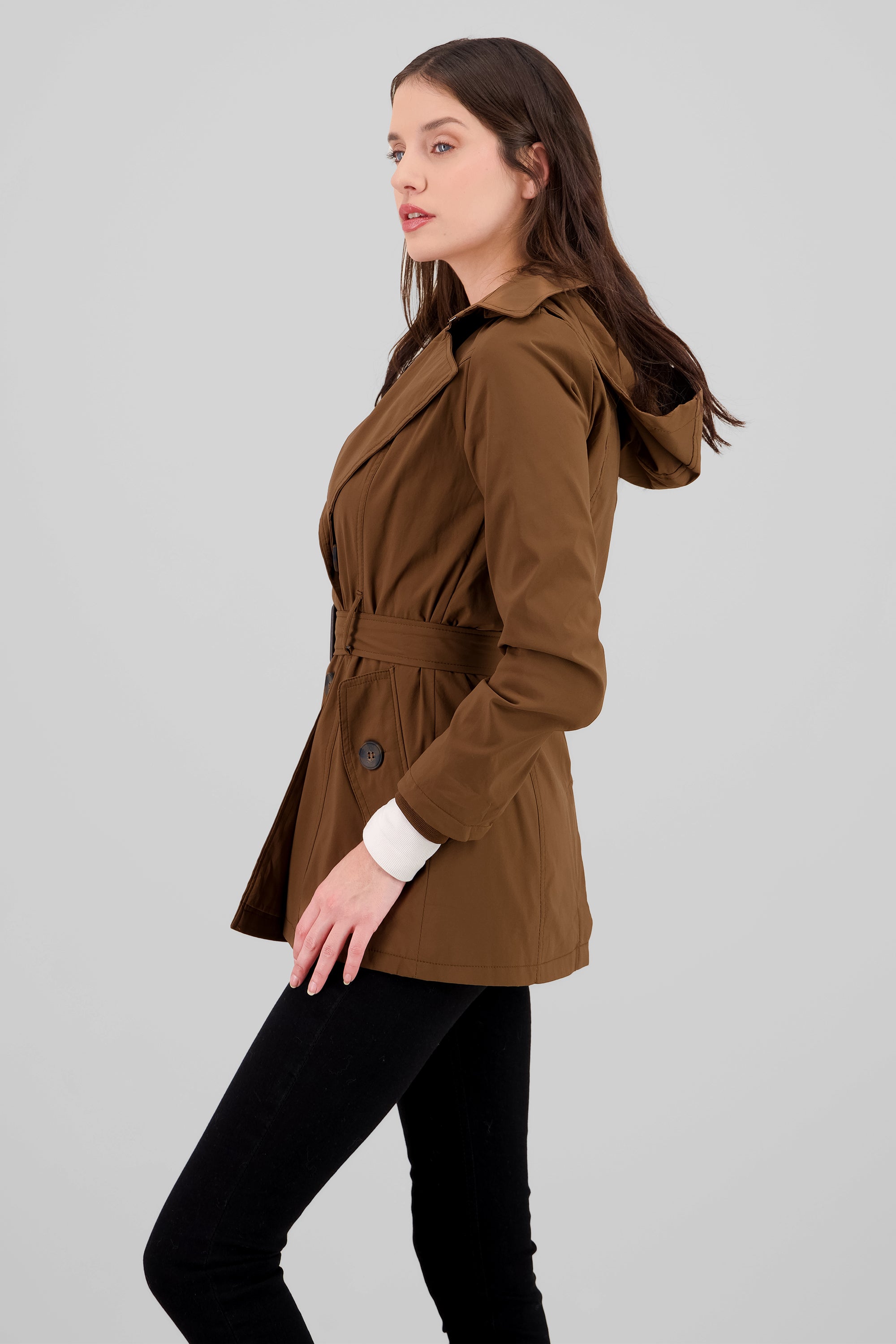 Solid Trench Coat With Button CHOCOLATE