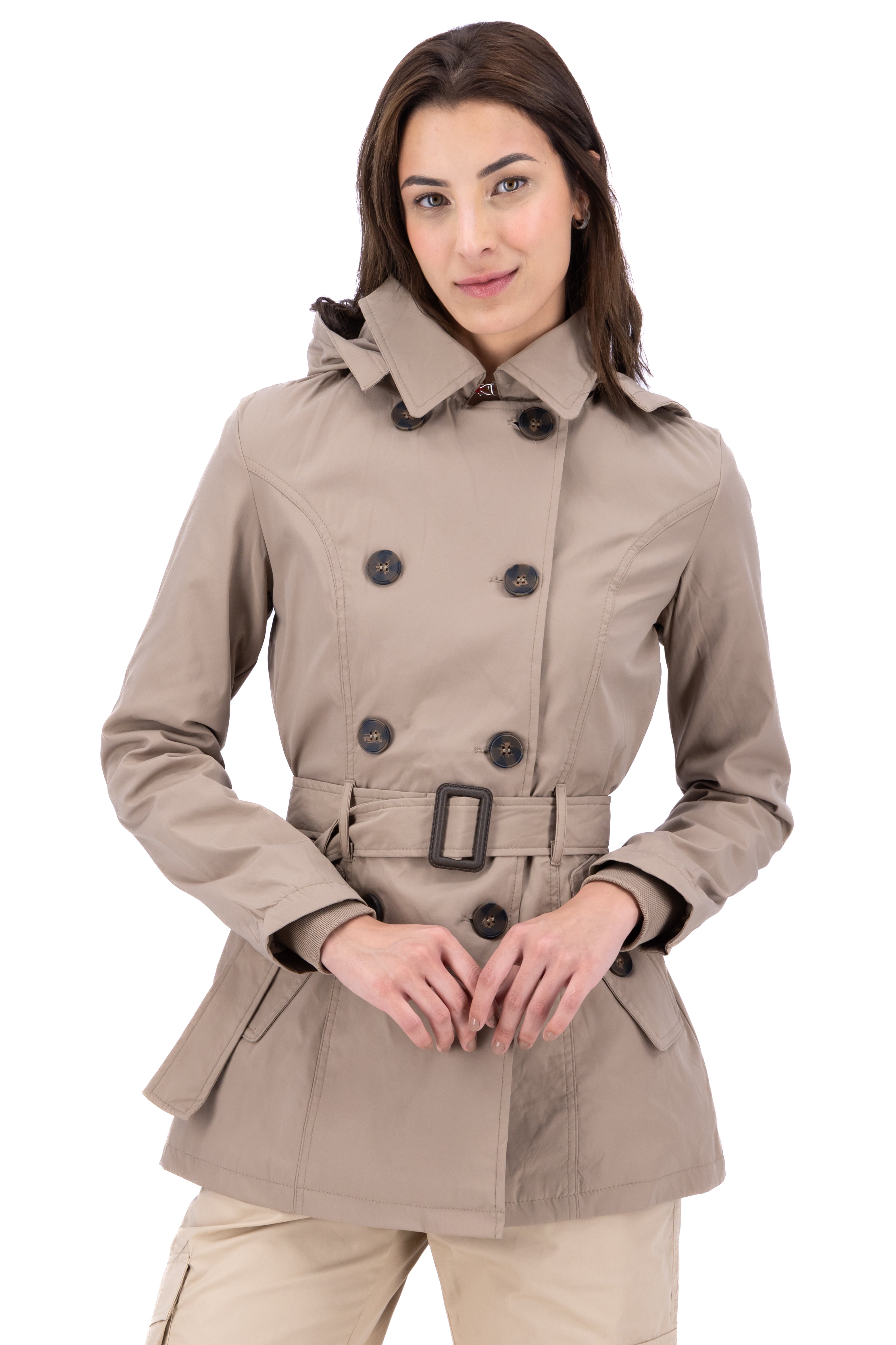 Solid Trench Coat With Button KHAKI