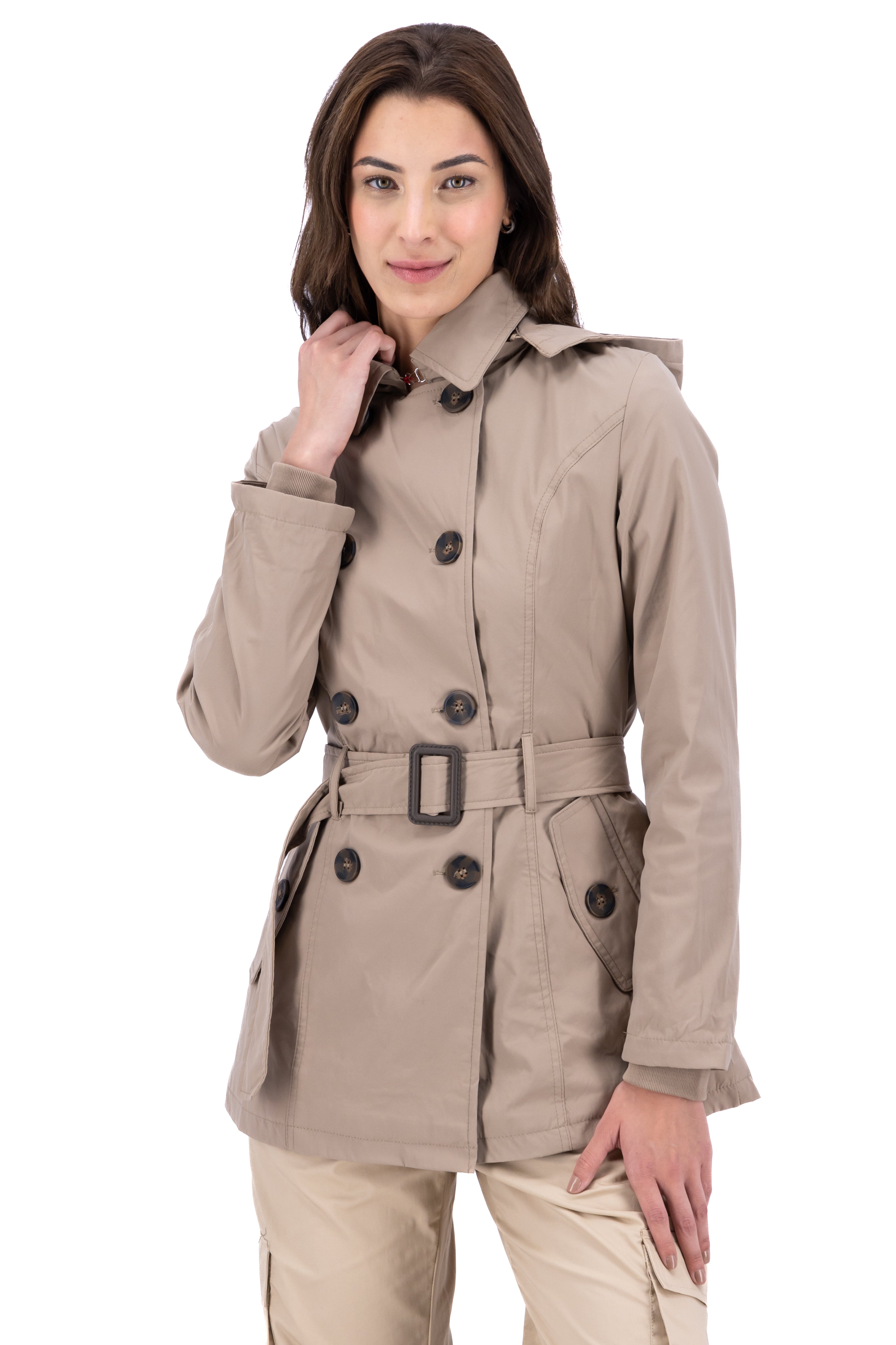 Solid Trench Coat With Button KHAKI