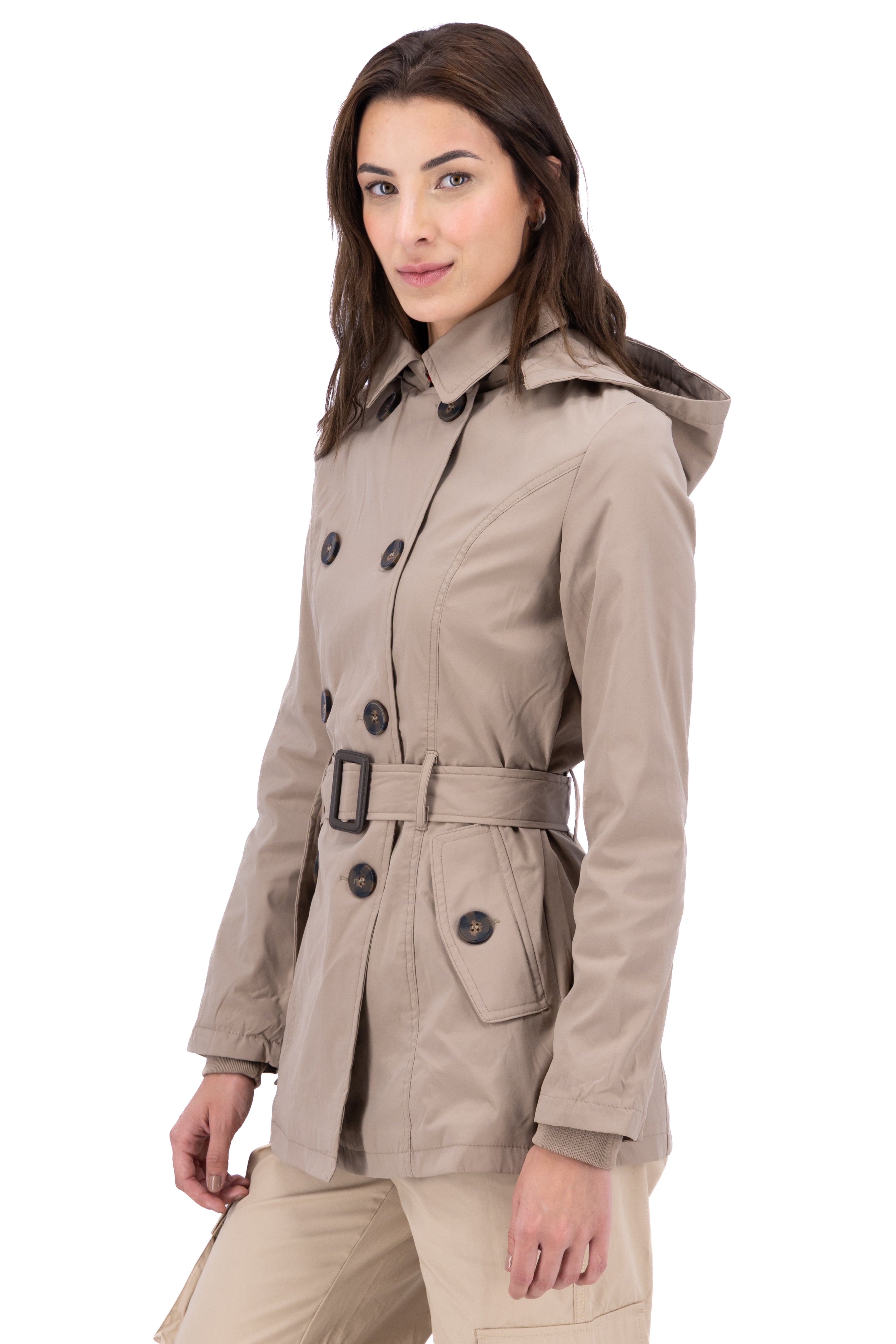 Solid Trench Coat With Button KHAKI