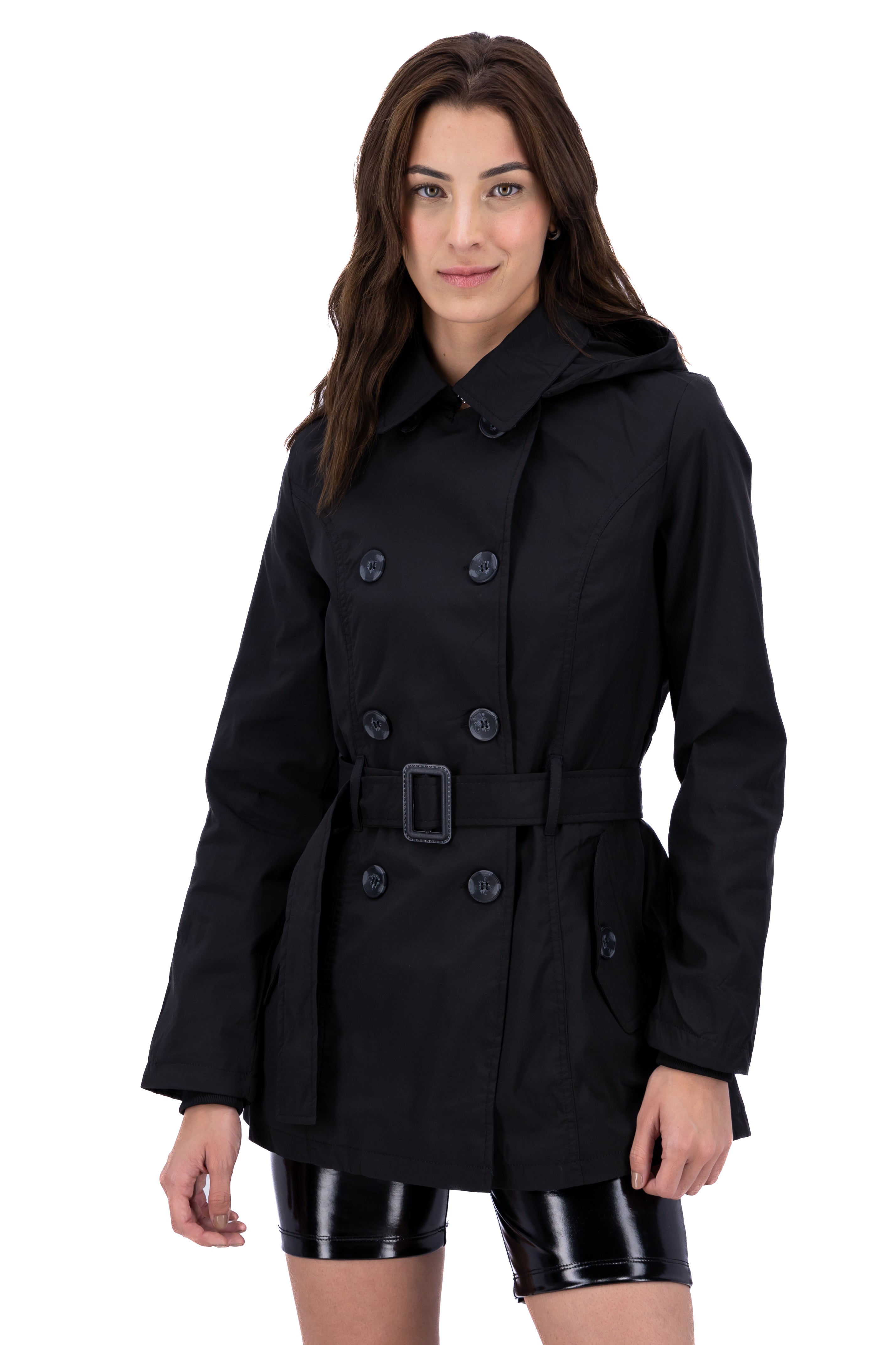 Solid Trench Coat With Button BLACK