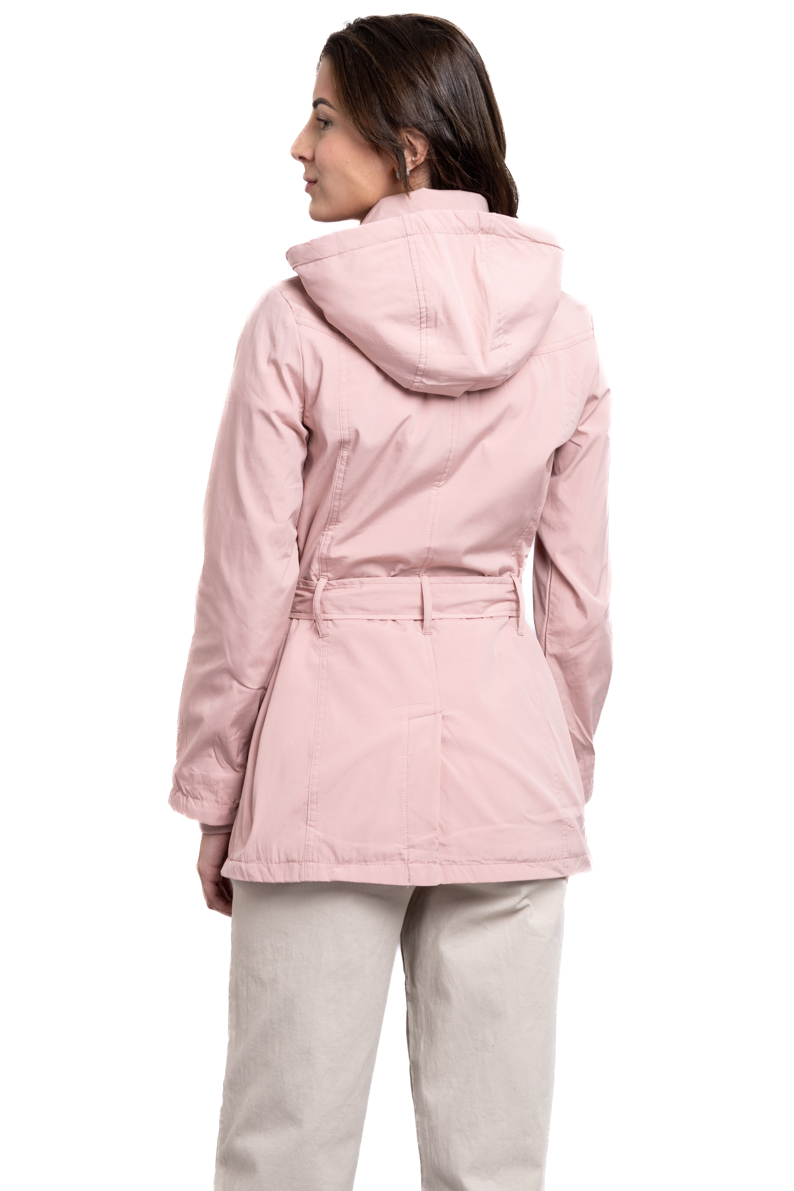 Solid Trench Coat With Button PINK