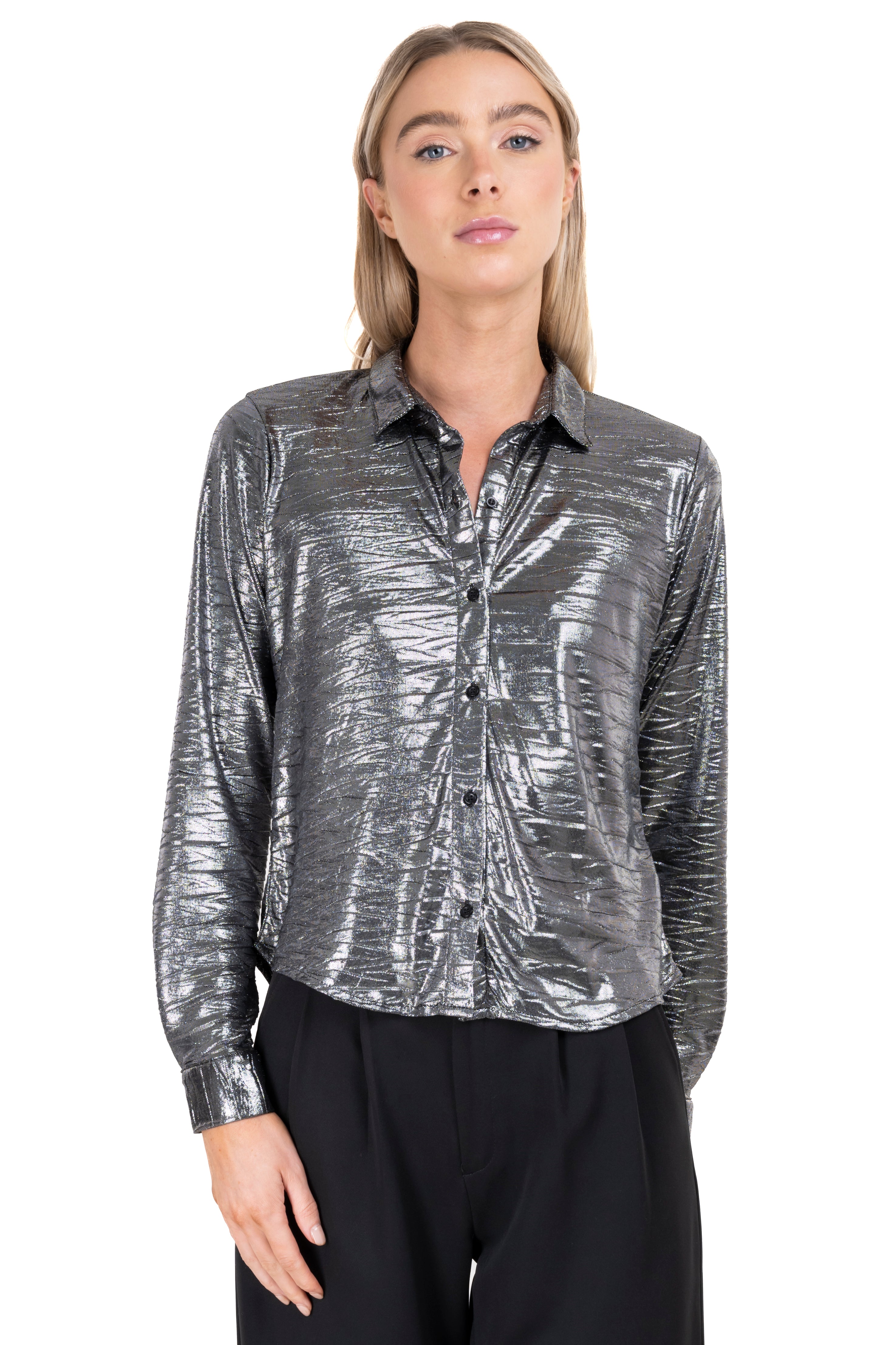 Metallic zigzag texture shirt SILVER