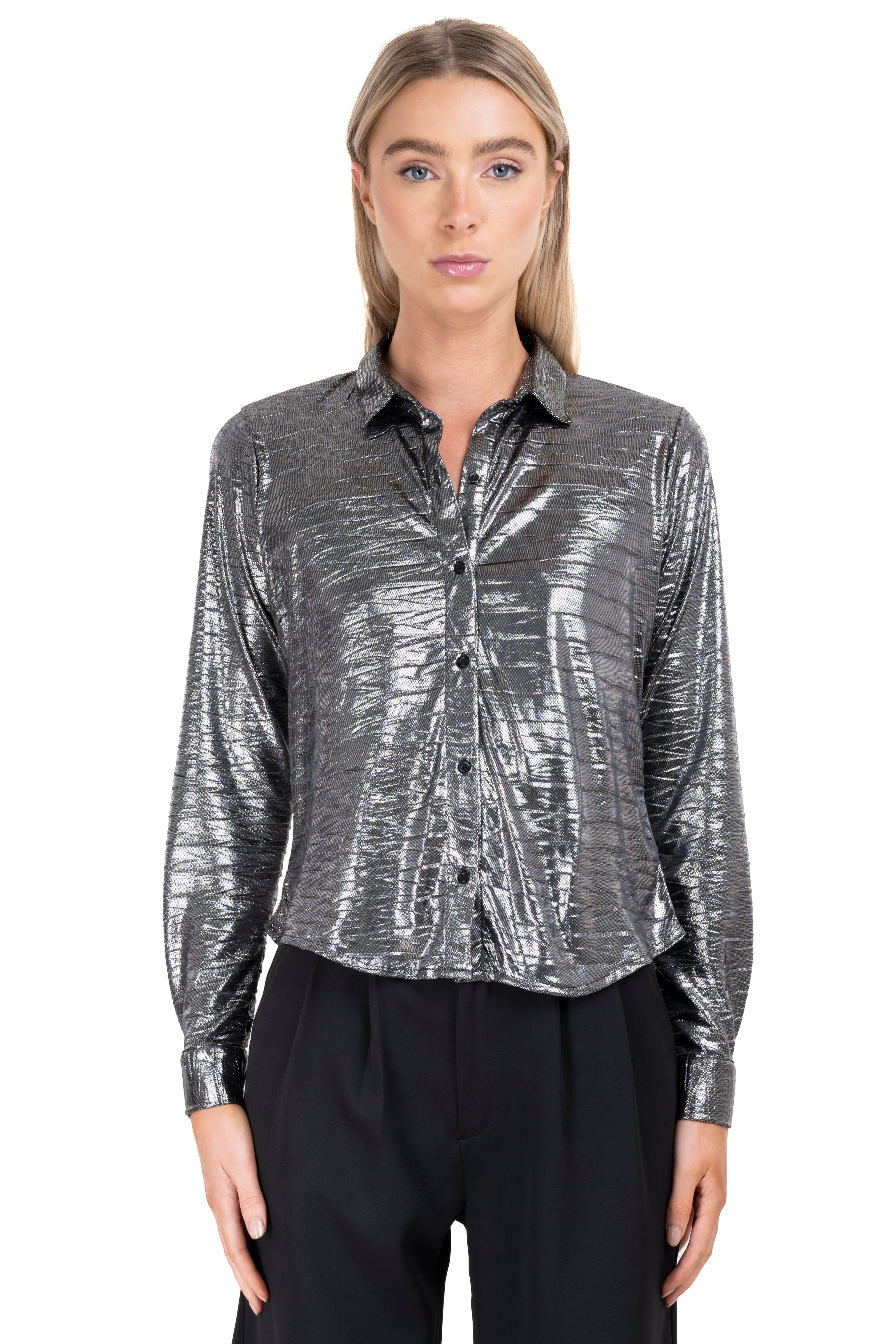 Metallic zigzag texture shirt SILVER