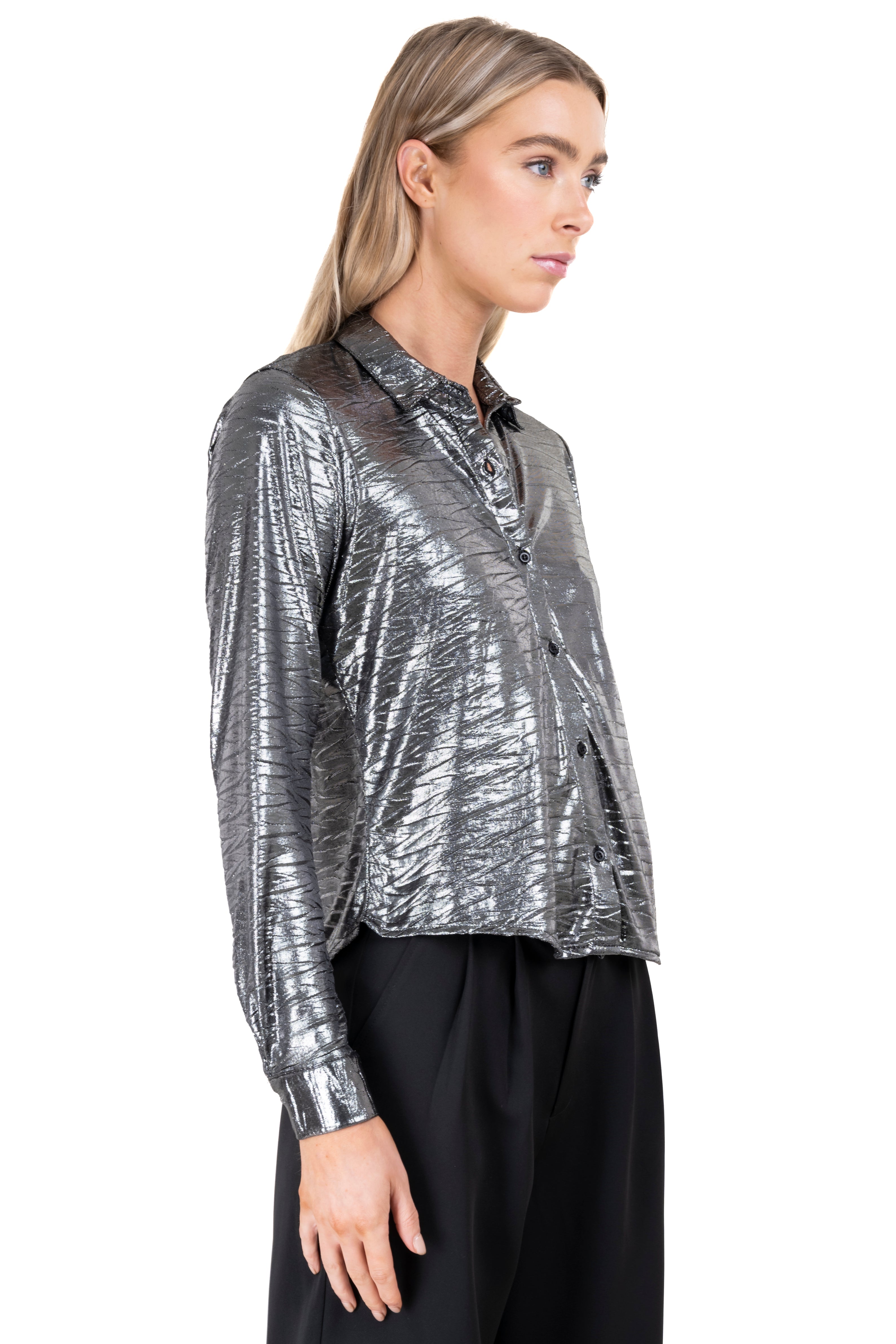 Metallic zigzag texture shirt SILVER