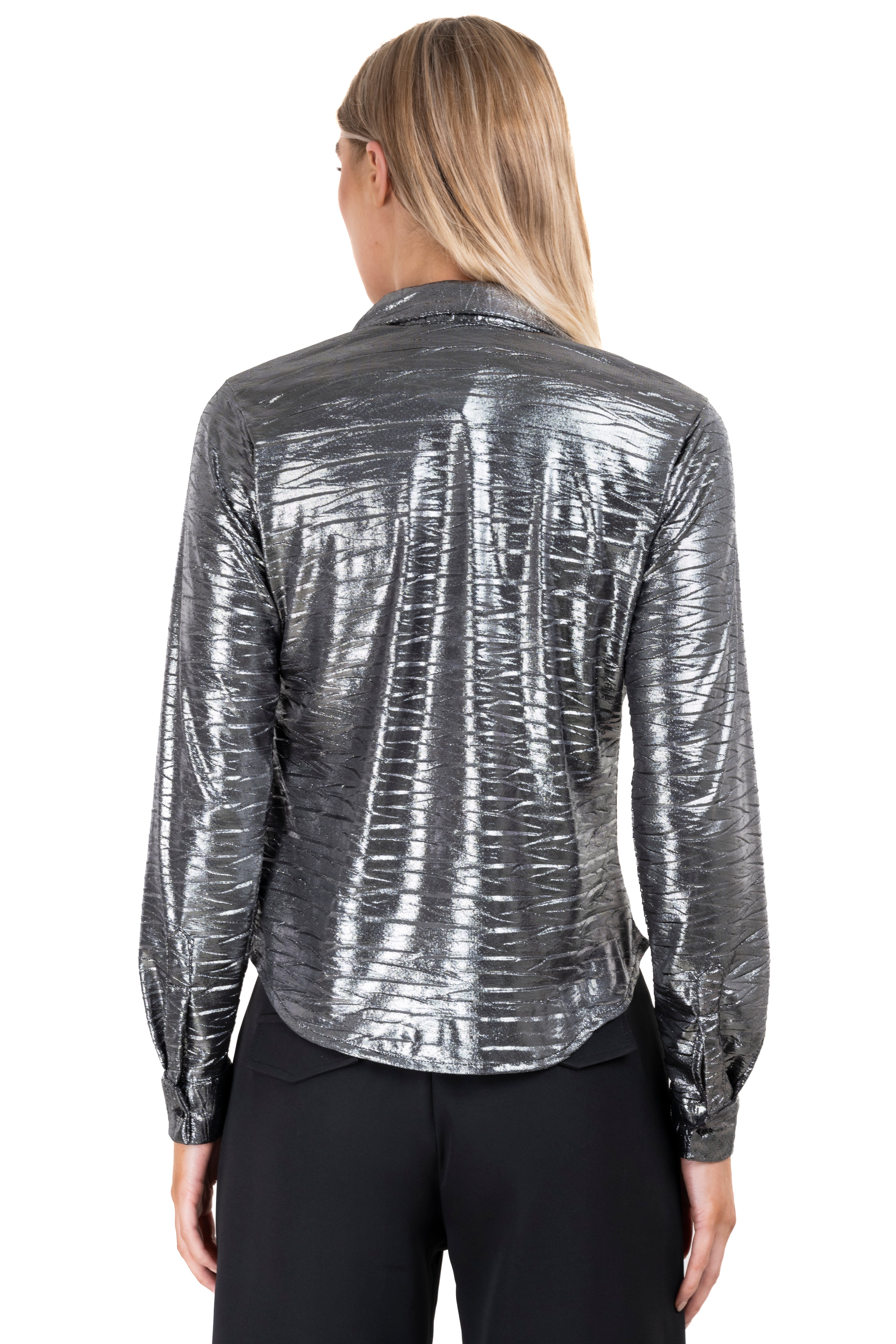 Metallic zigzag texture shirt SILVER