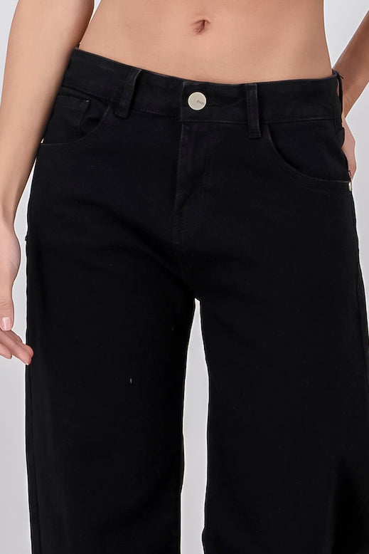 Straight jeans with distressed effect BLACK