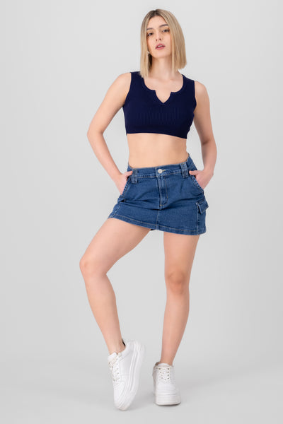 Cargo denim skort 