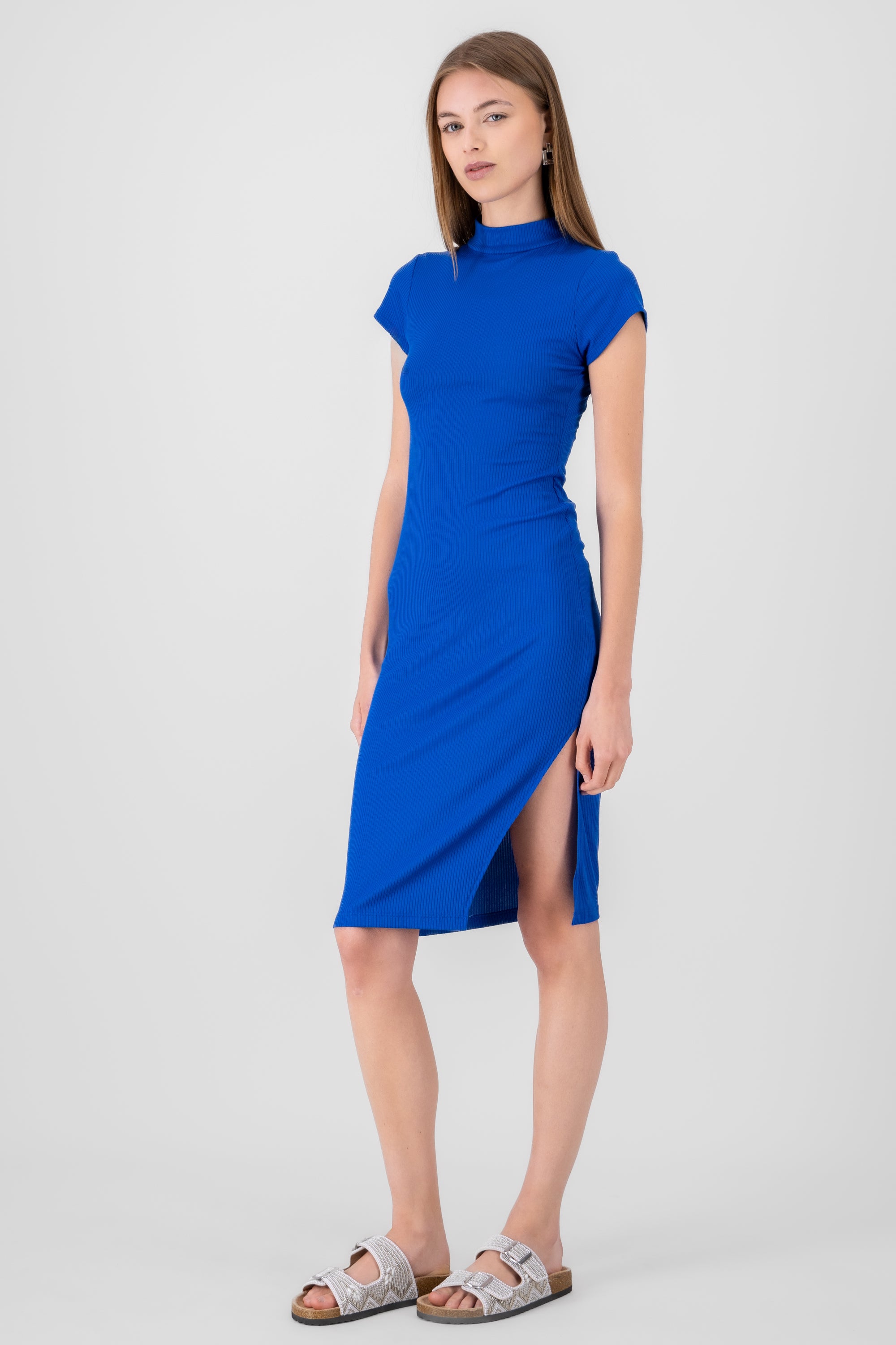 Shortsleeved mini bodycon dress ROYAL BLUE