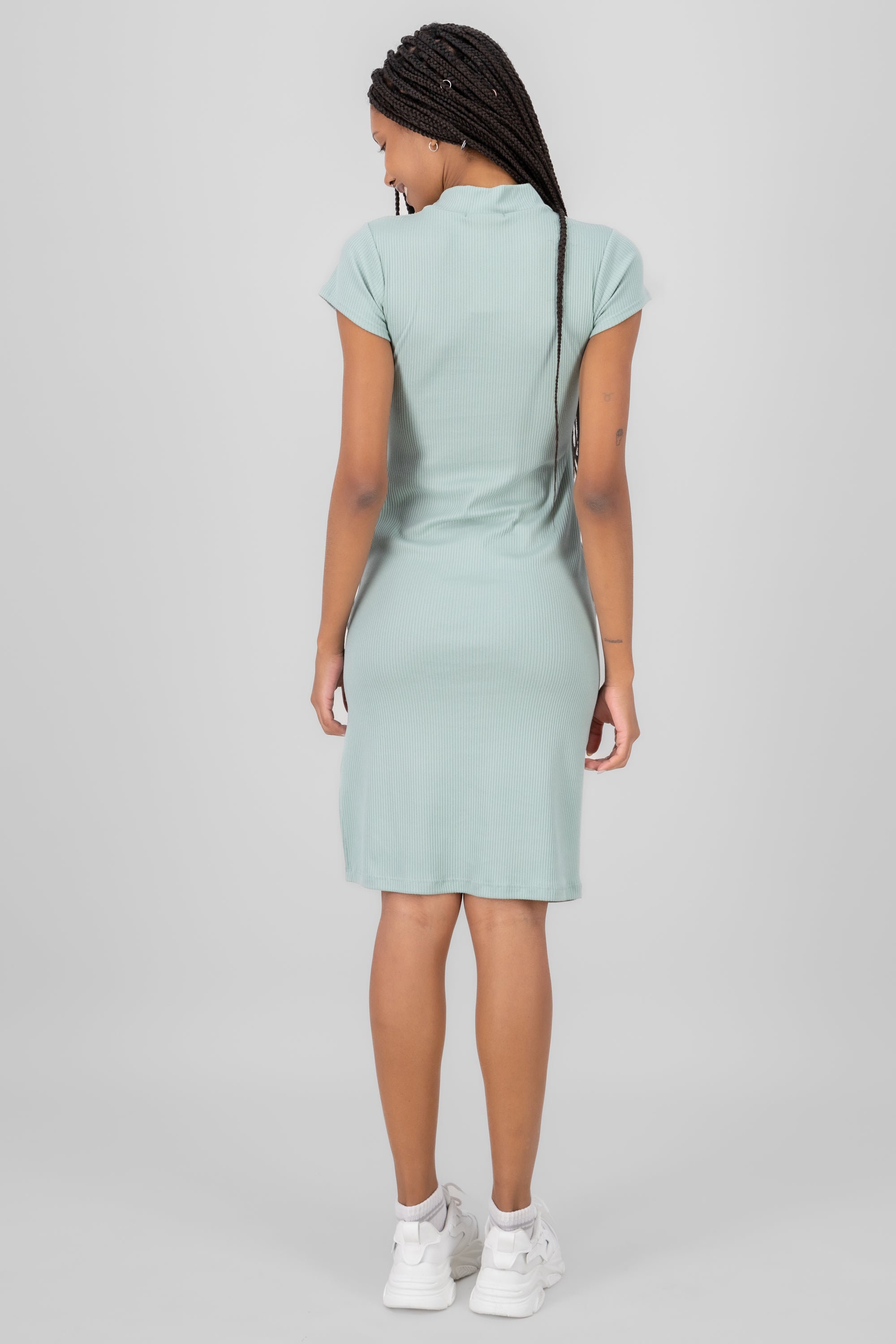 Shortsleeved mini bodycon dress SAGE