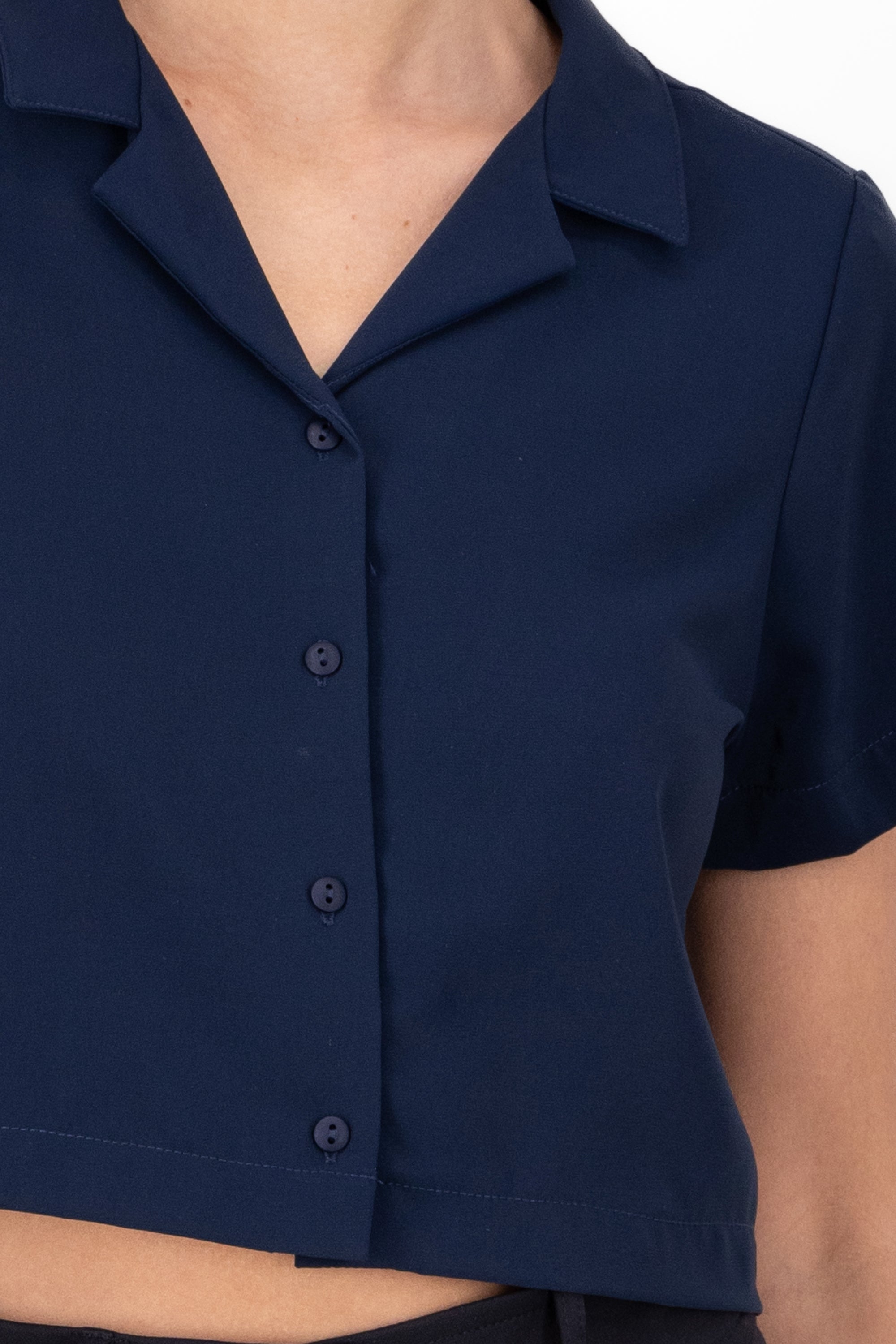 Boxy short sleeved crop blouse NAVY