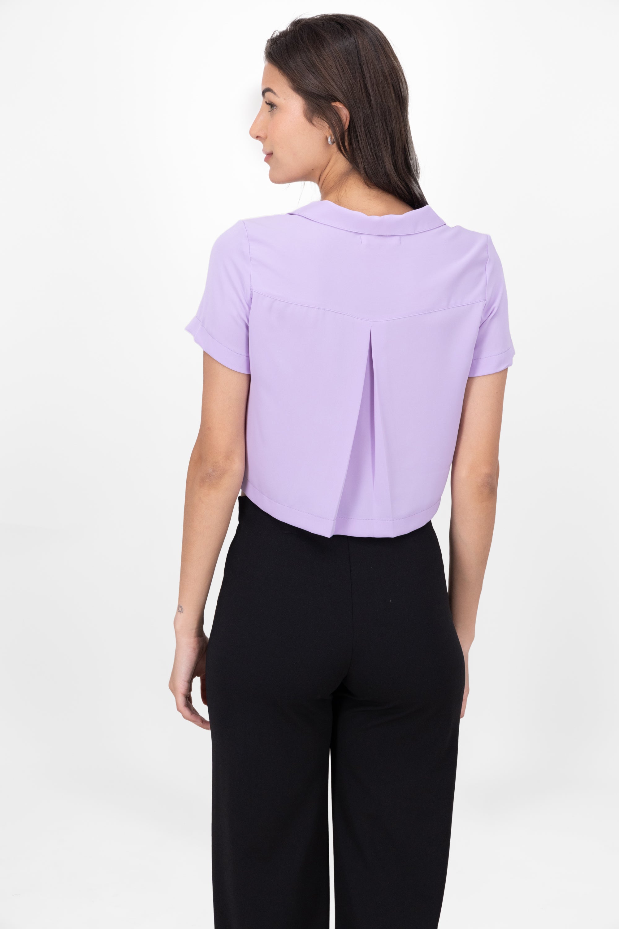 Boxy short sleeved crop blouse PASTEL PURPLE