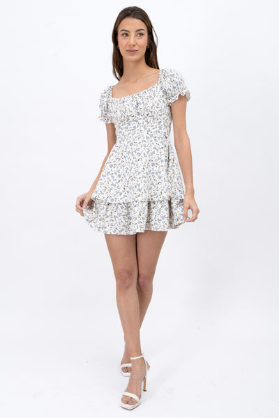 Floral mini dress WHITE COMBO