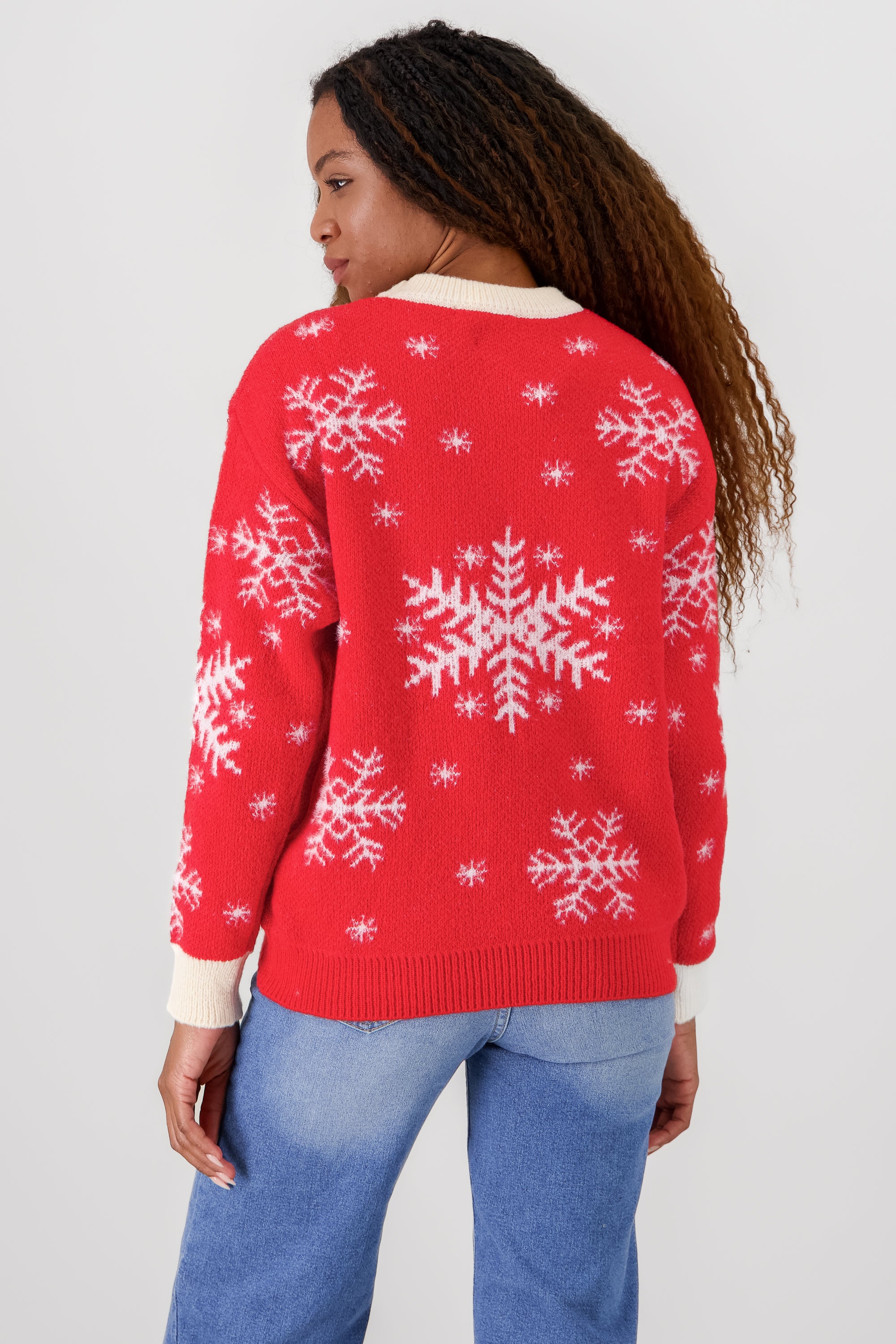 Snowflake knit sweater RED COMBO