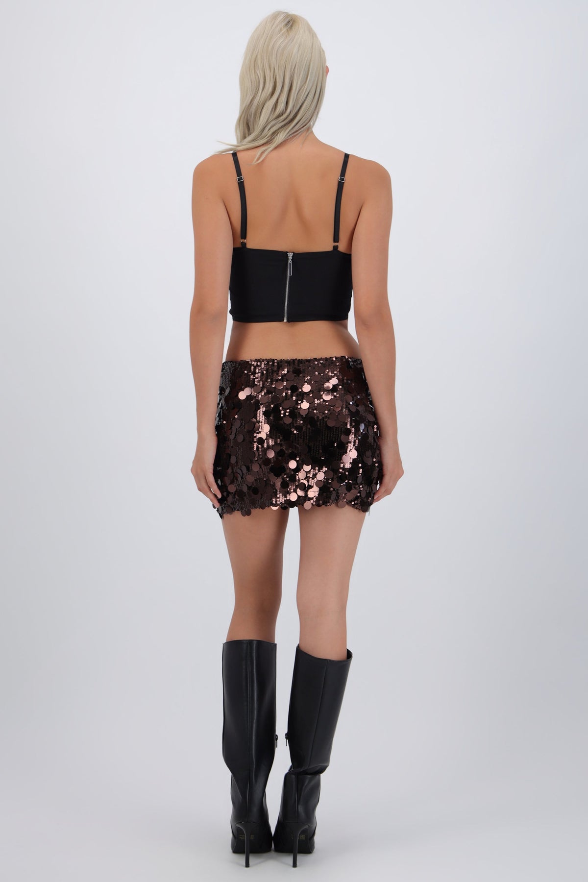 Falda mini lentejuelas lunares