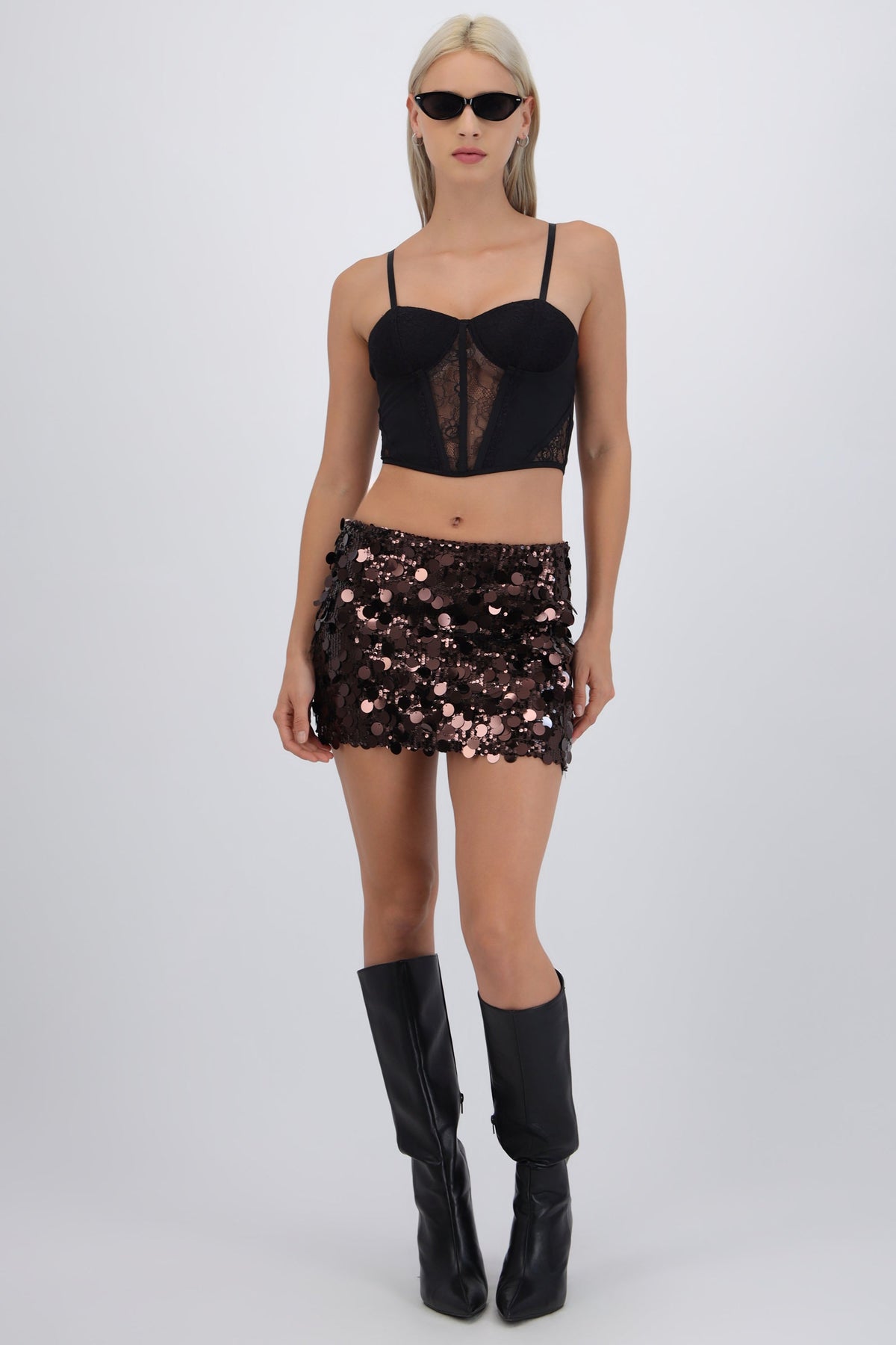 Falda mini lentejuelas lunares