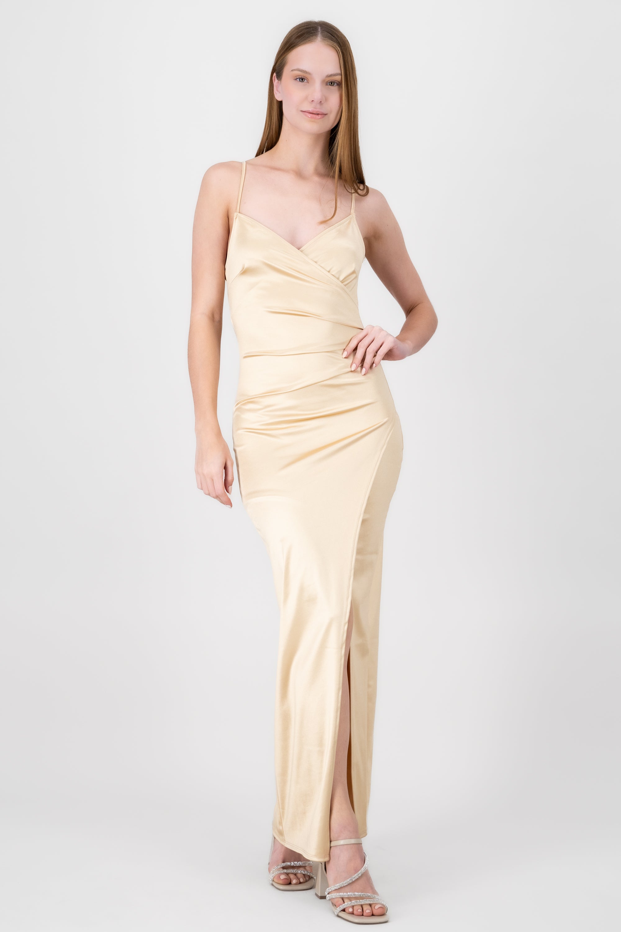 Draped satin dress GOLD