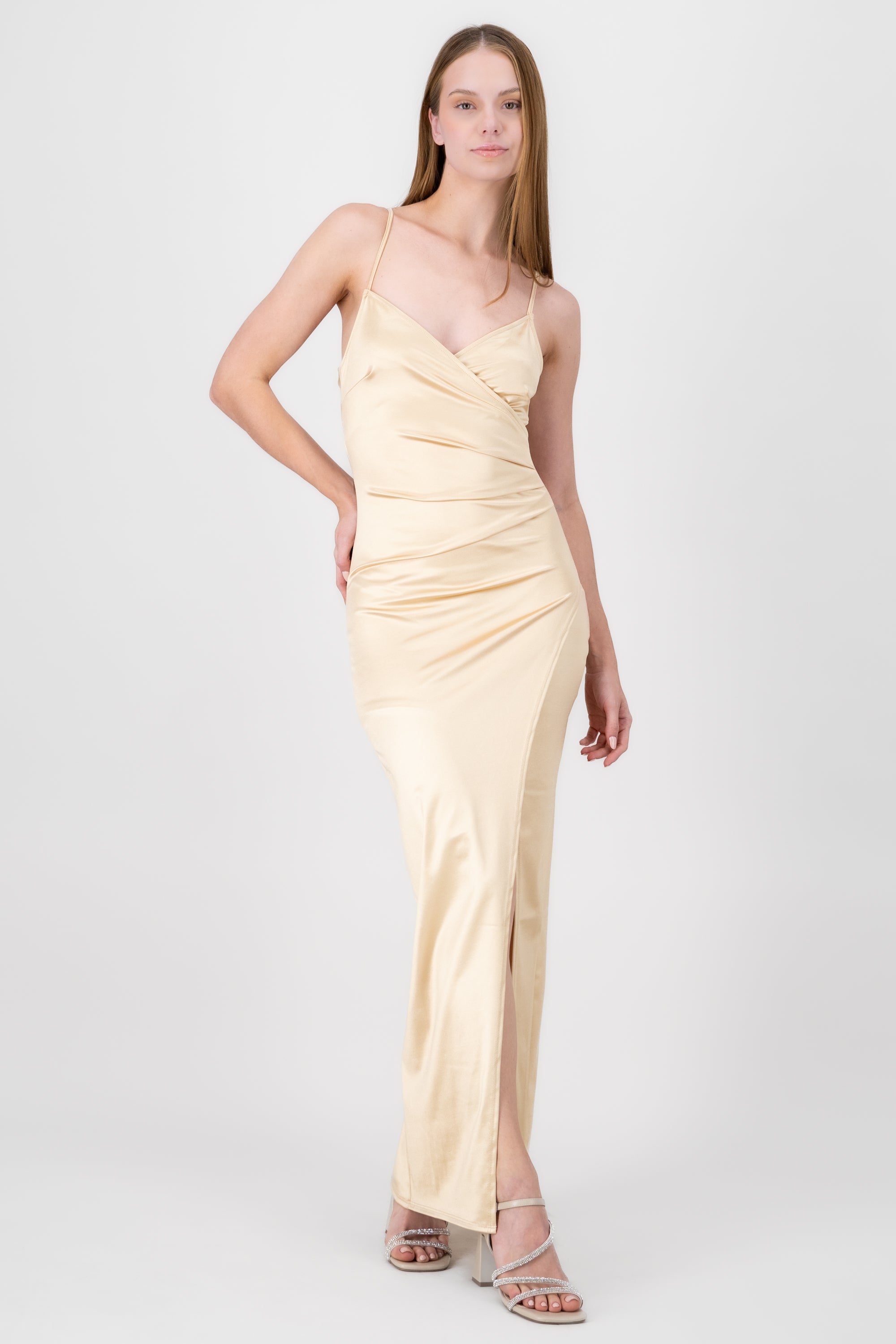 Draped satin dress GOLD