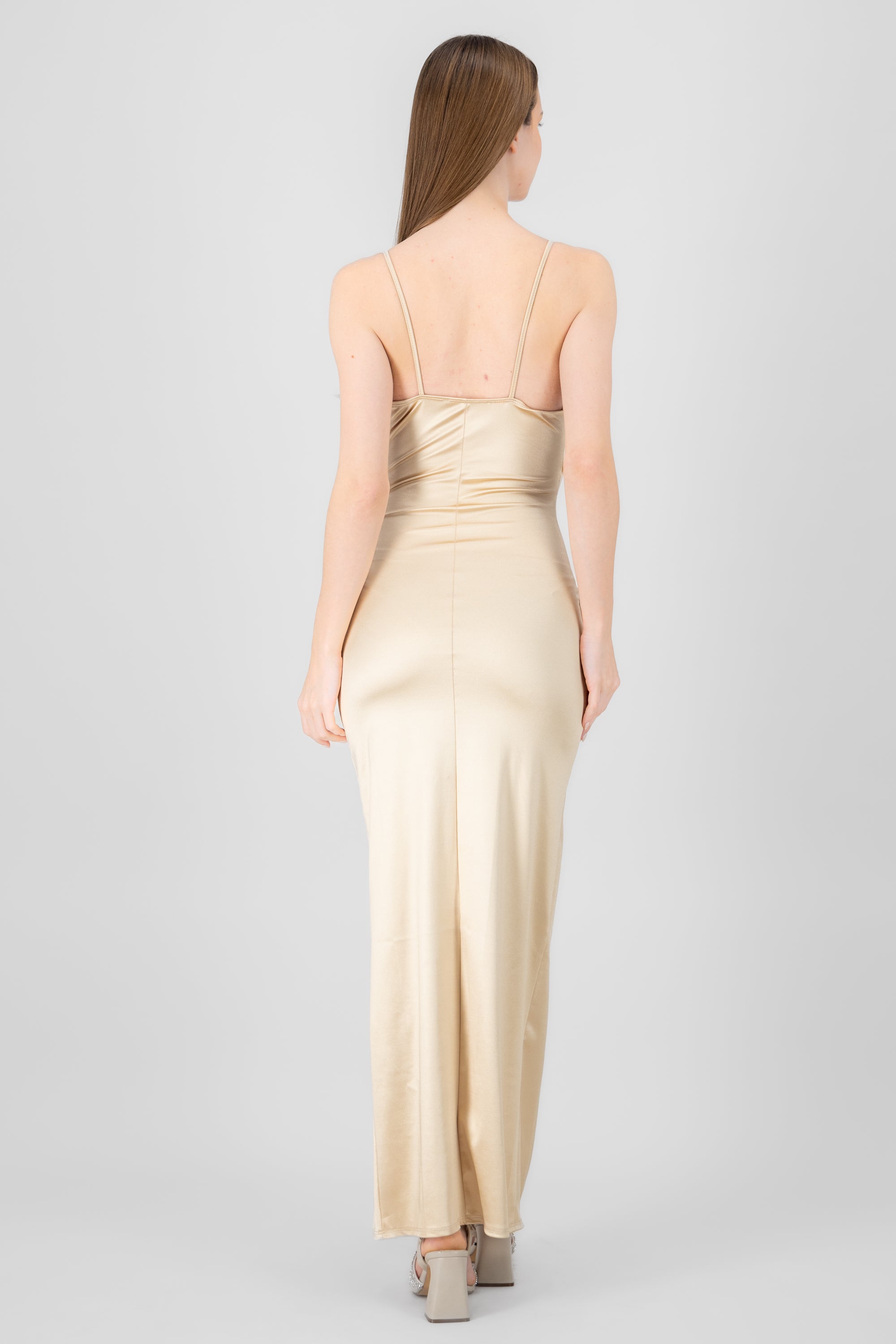 Draped satin dress GOLD