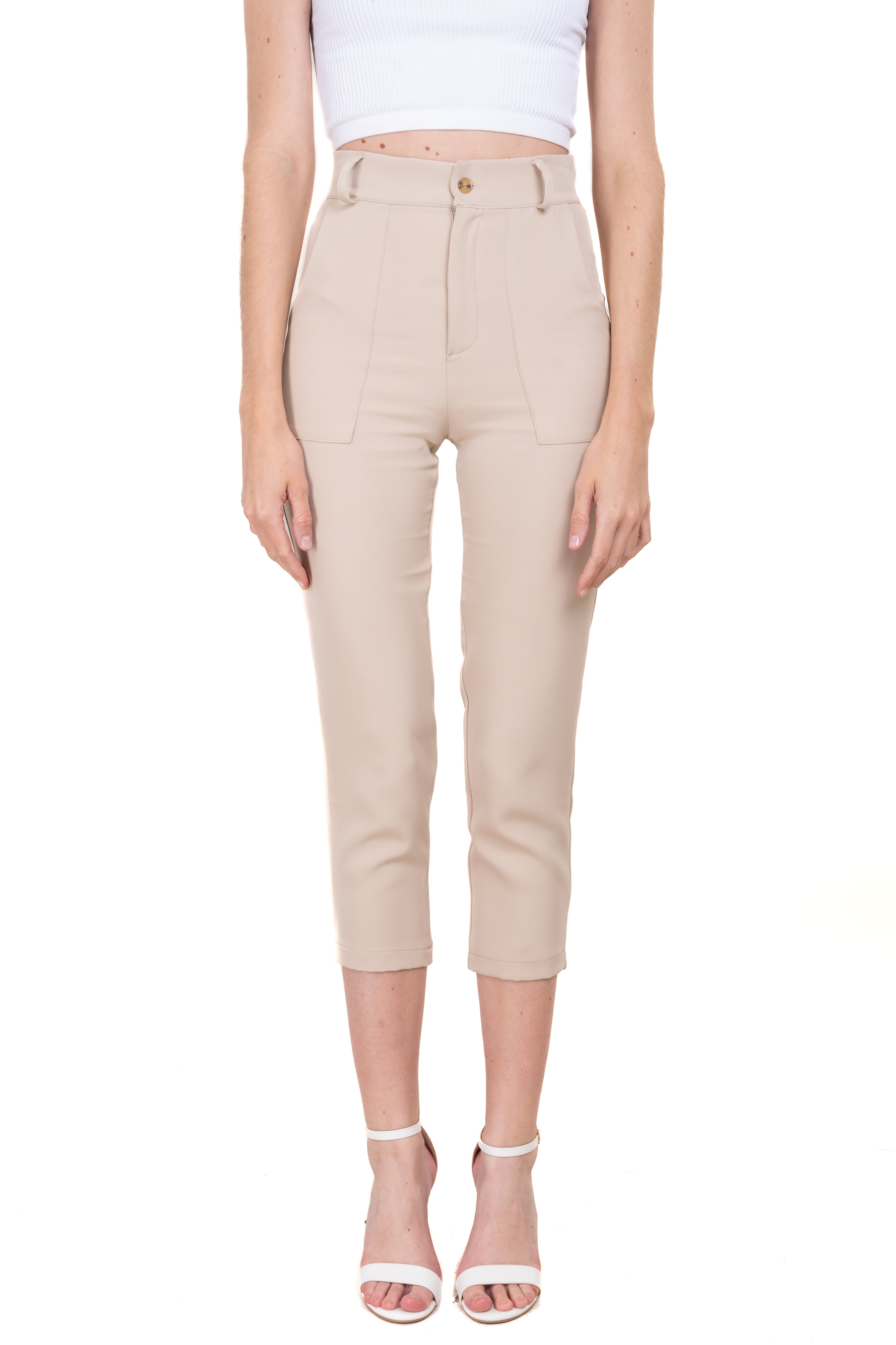 HighWaisted Pant with Pockets BEIGE