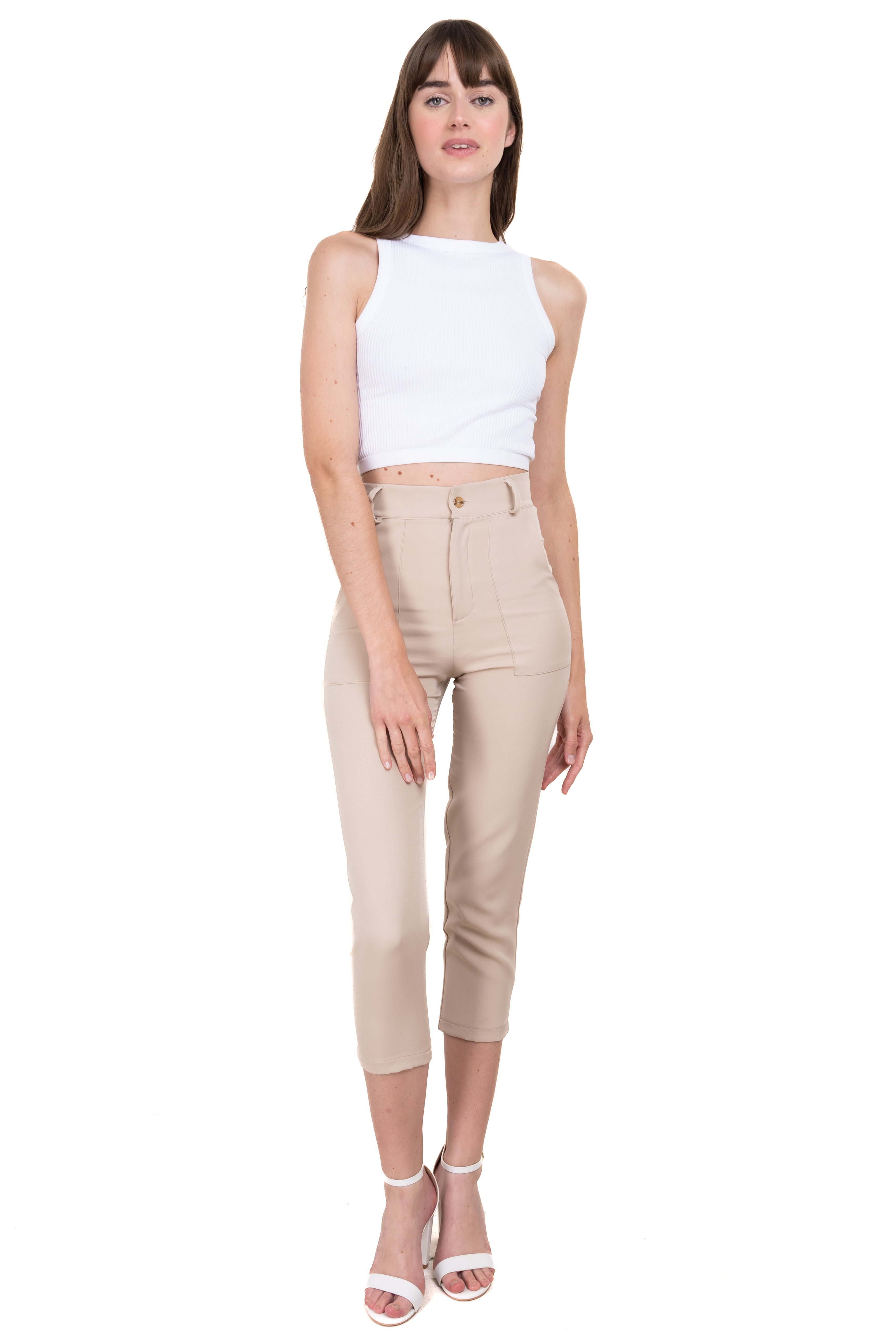 HighWaisted Pant with Pockets BEIGE