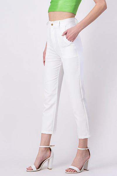 HighWaisted Pant with Pockets WHITE