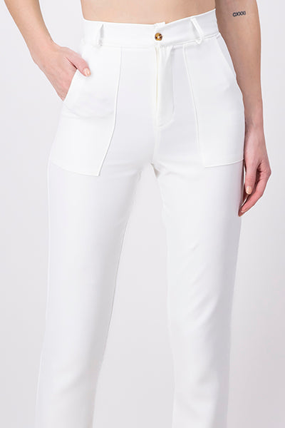 HighWaisted Pant with Pockets WHITE