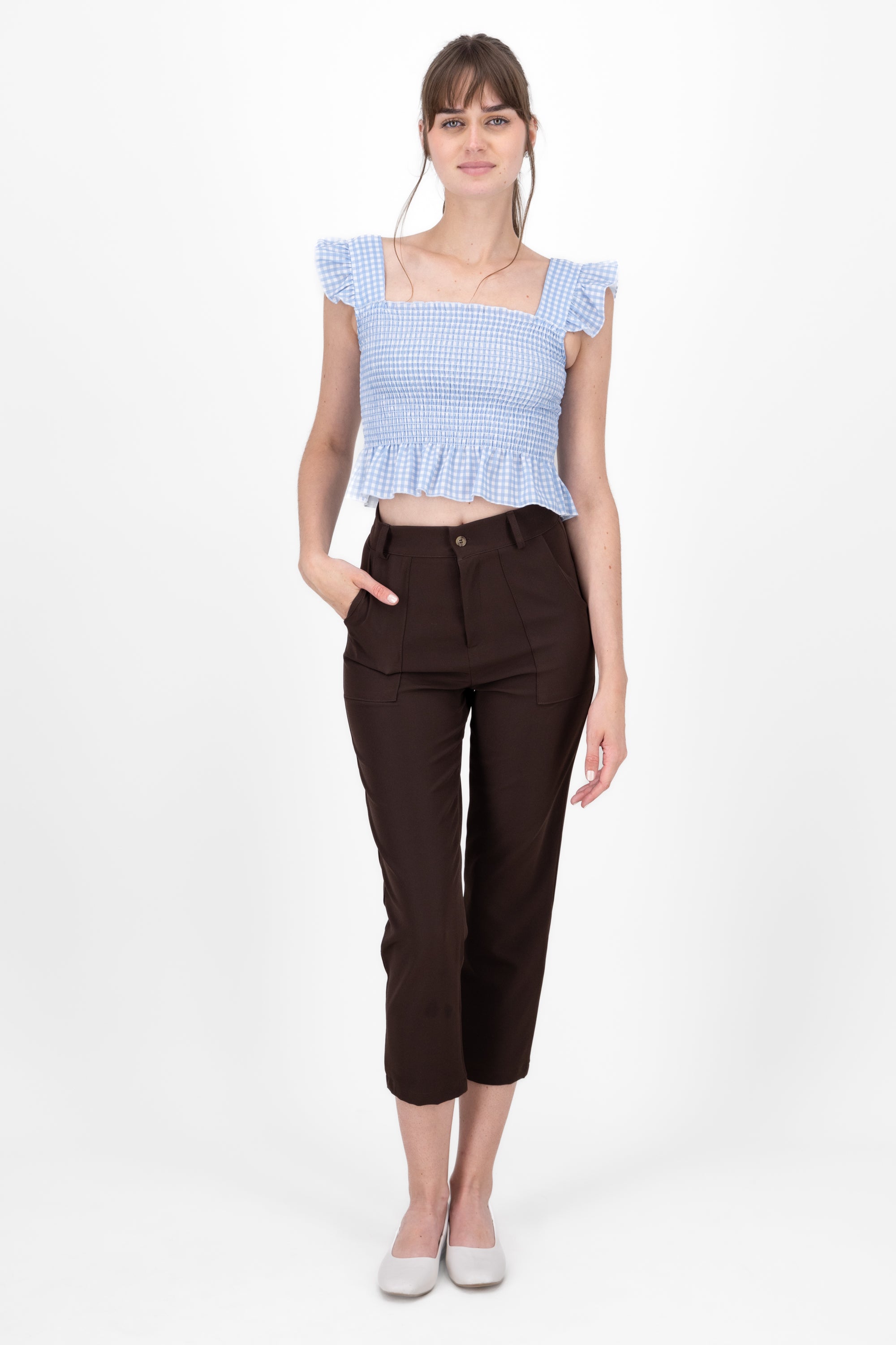 HighWaisted Pant with Pockets BROWN