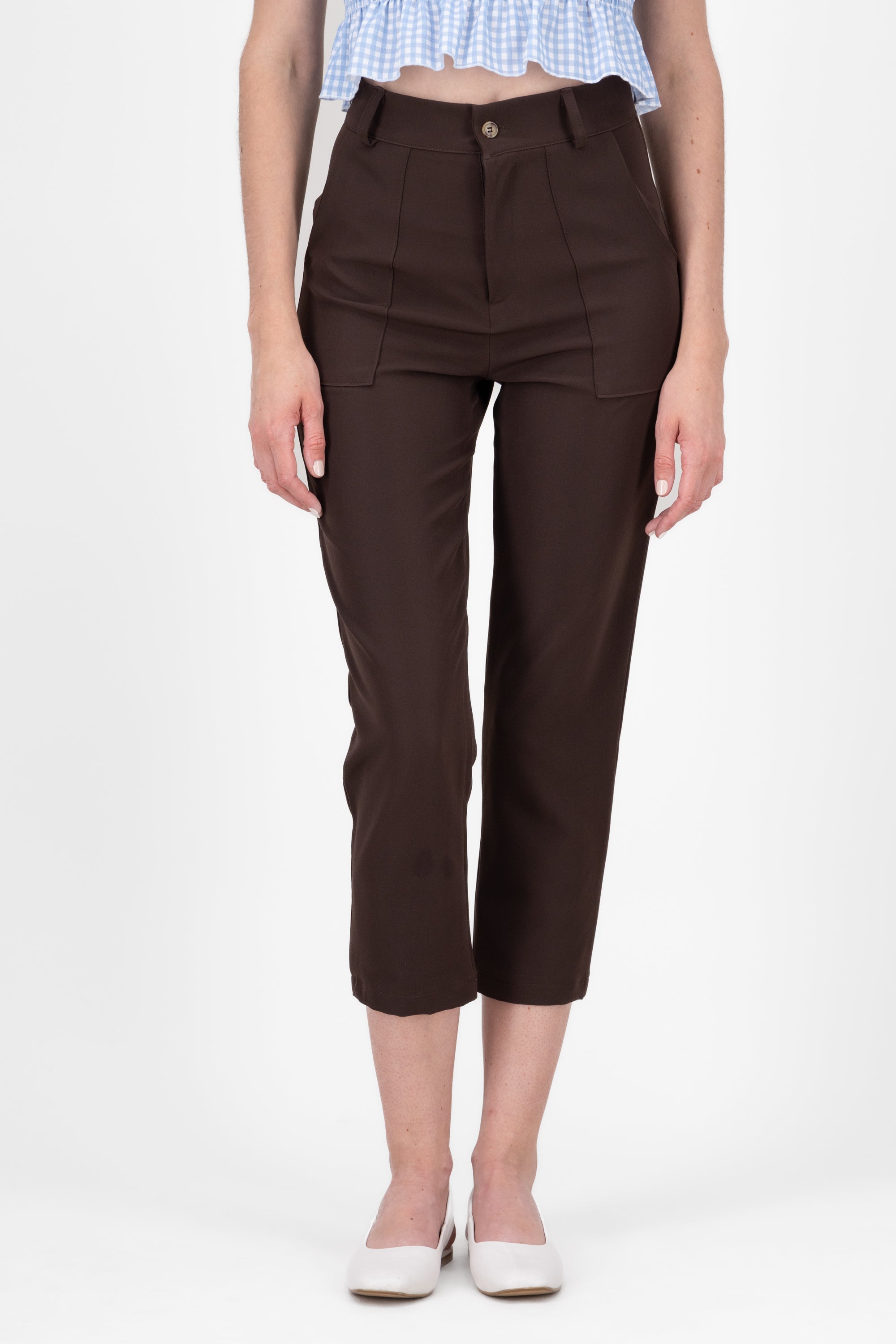 HighWaisted Pant with Pockets BROWN