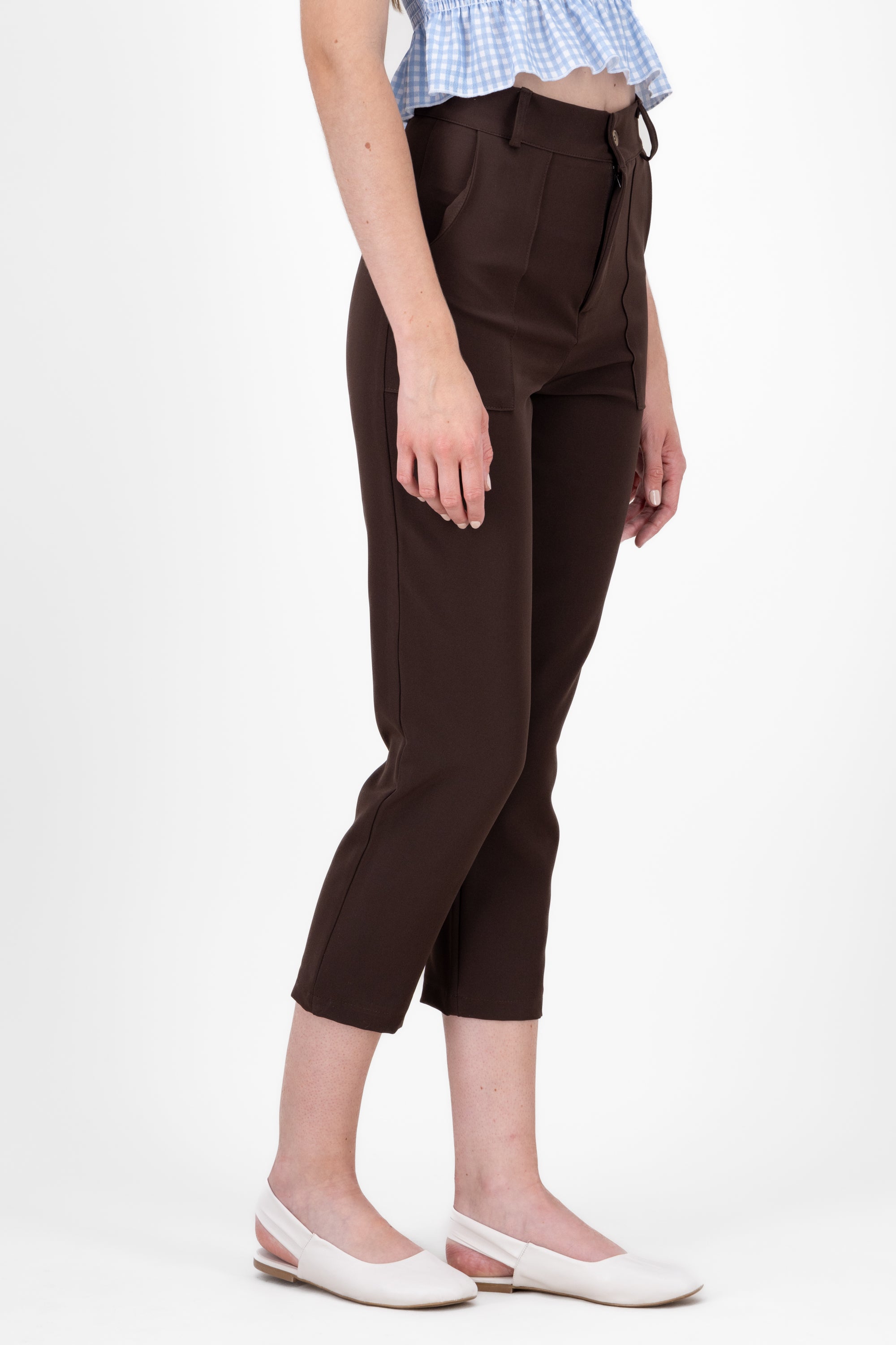 HighWaisted Pant with Pockets BROWN