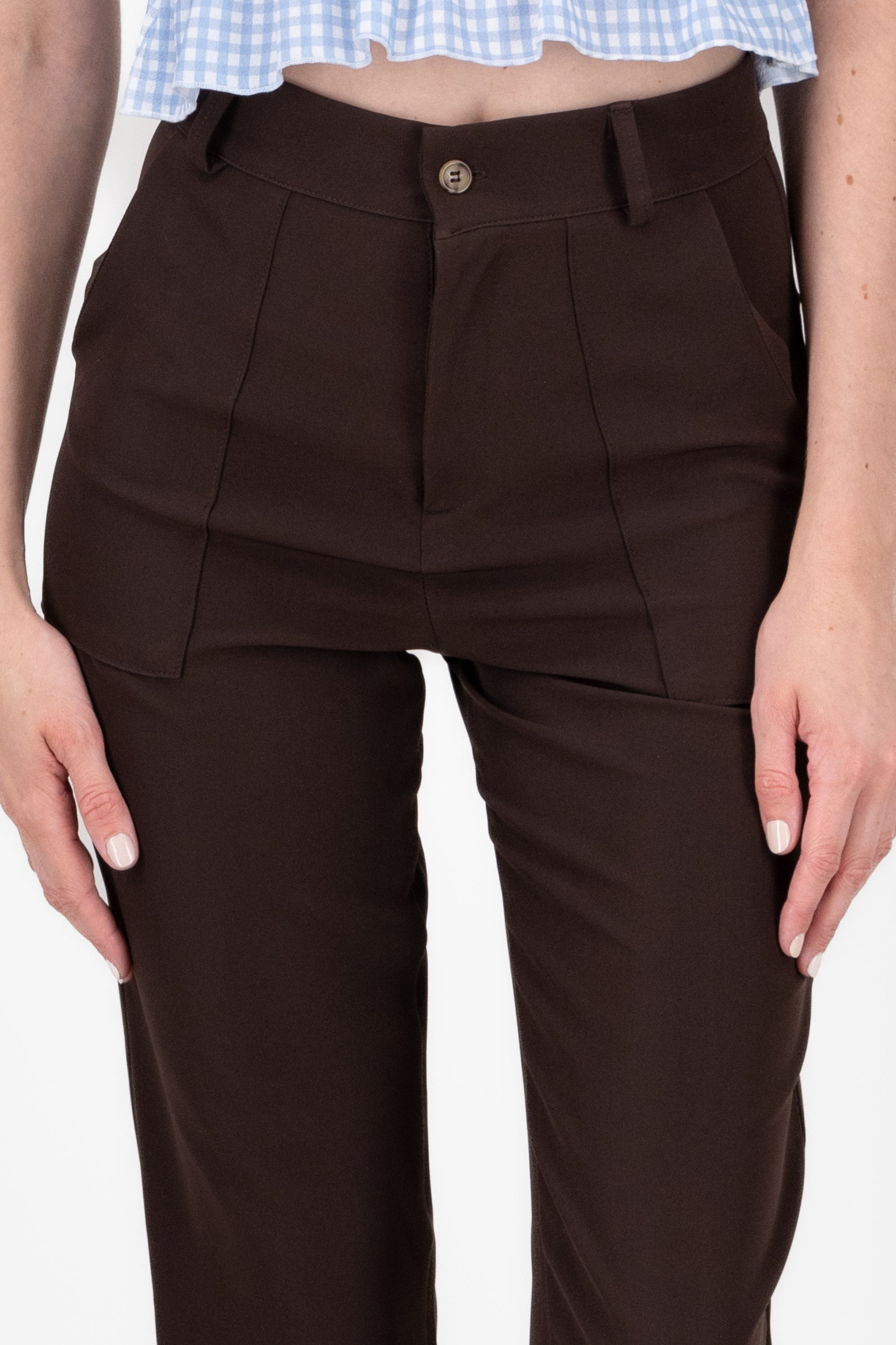 HighWaisted Pant with Pockets BROWN