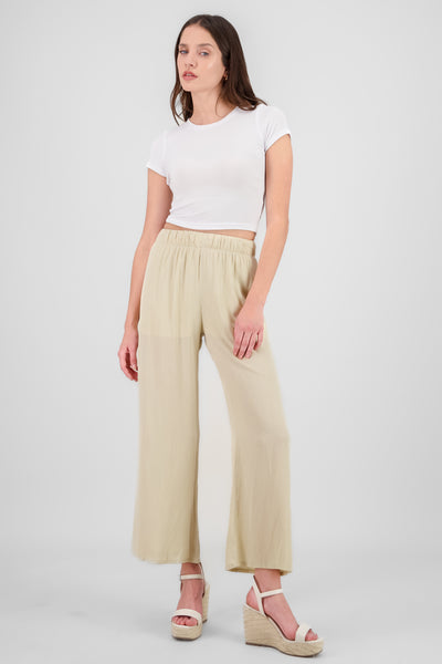 Wide leg pant with elastic wasitband 