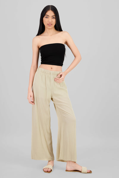 Wide leg pant with elastic wasitband 