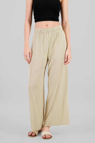 Wide leg pant with elastic wasitband 