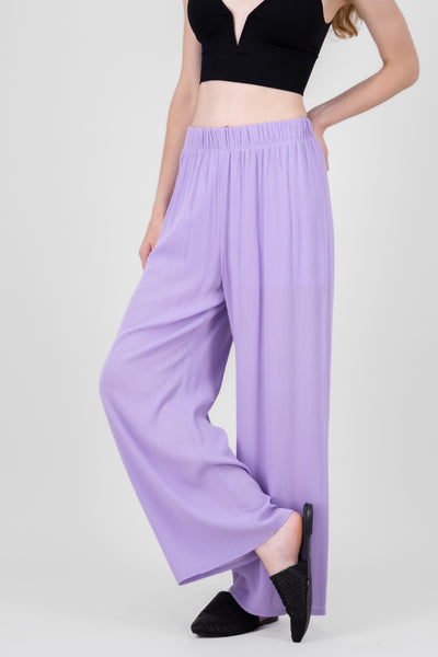 Wide leg pant with elastic wasitband 