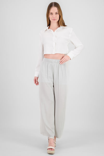 Wide leg pant with elastic wasitband 