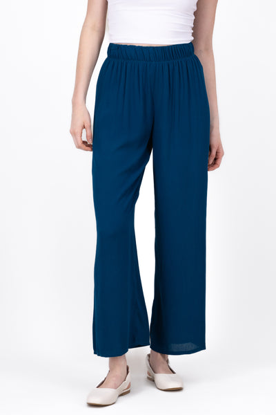 Wide leg pant with elastic wasitband 