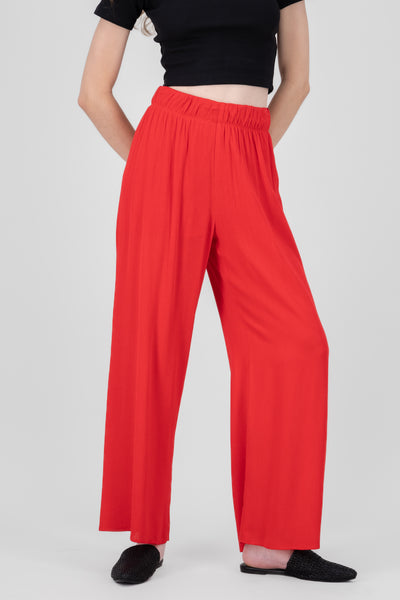 Wide leg pant with elastic wasitband 