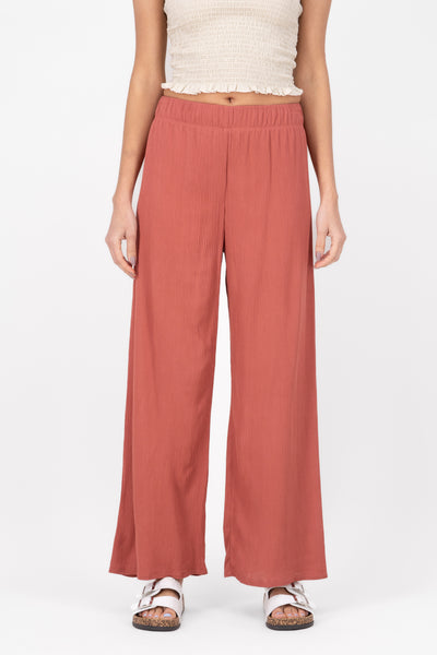 Wide leg pant with elastic wasitband 